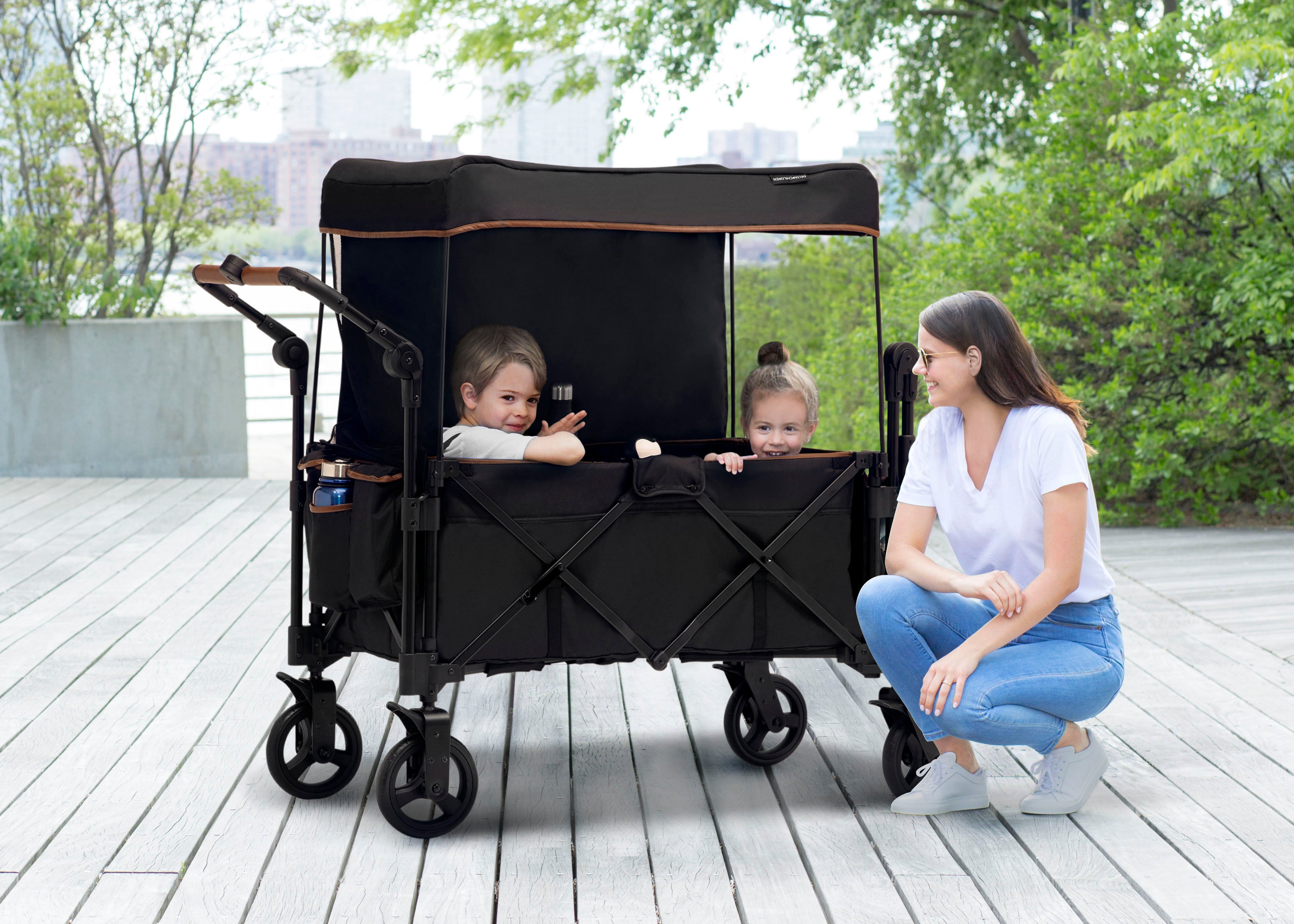 Hercules All-Terrain Stroller Wagon for Kids - Heavy Duty 4-Wheel Push Cart with Canopy & Storage | Perfect for Beach, Park, Camping & Family Outings