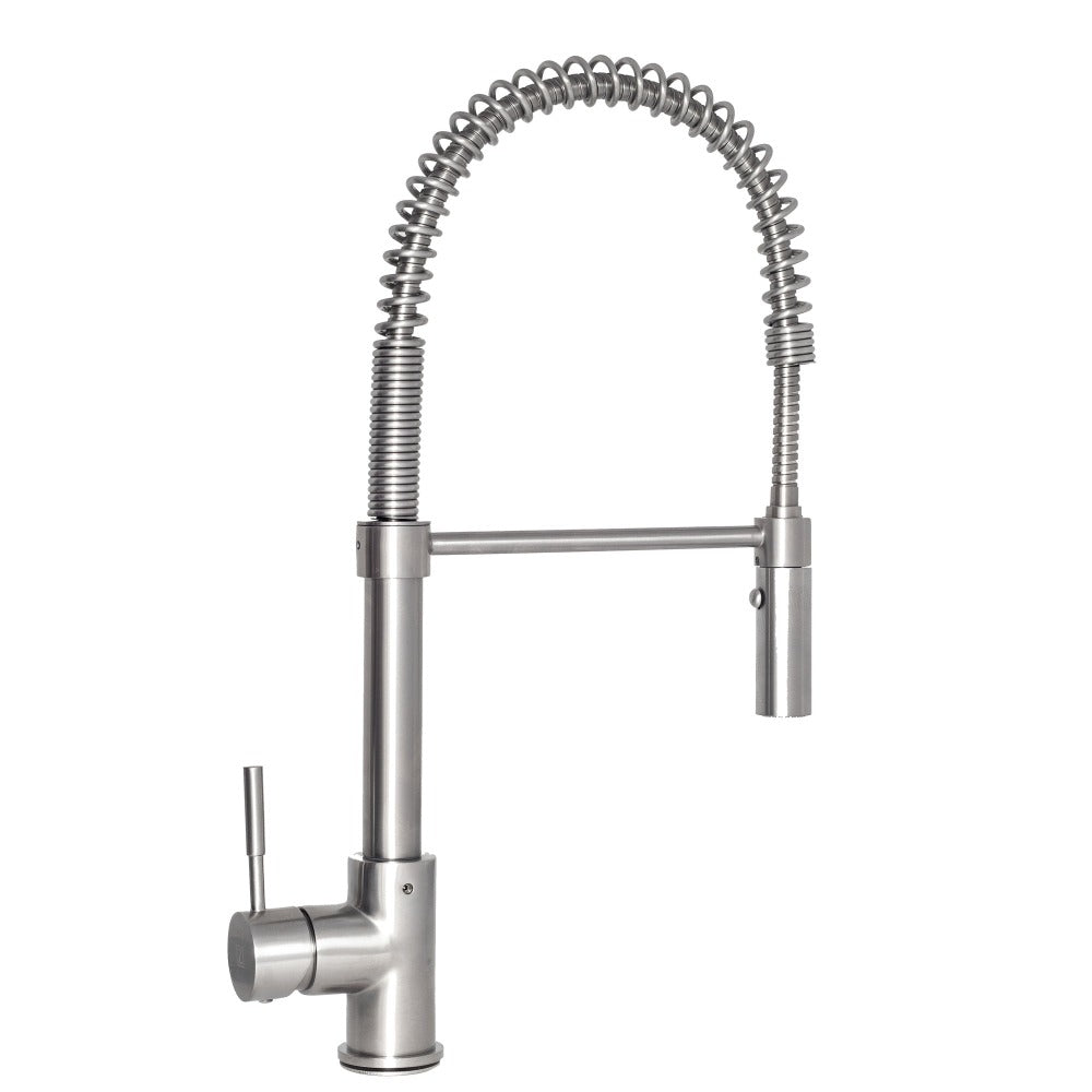 ZLINE Sierra Pull Down Spring Single Handle Kitchen Faucet in Brushed Nickel - High Arc Spout for Easy Washing, Perfect for Modern Kitchens & Busy Home Chefs (SRA KF BN)