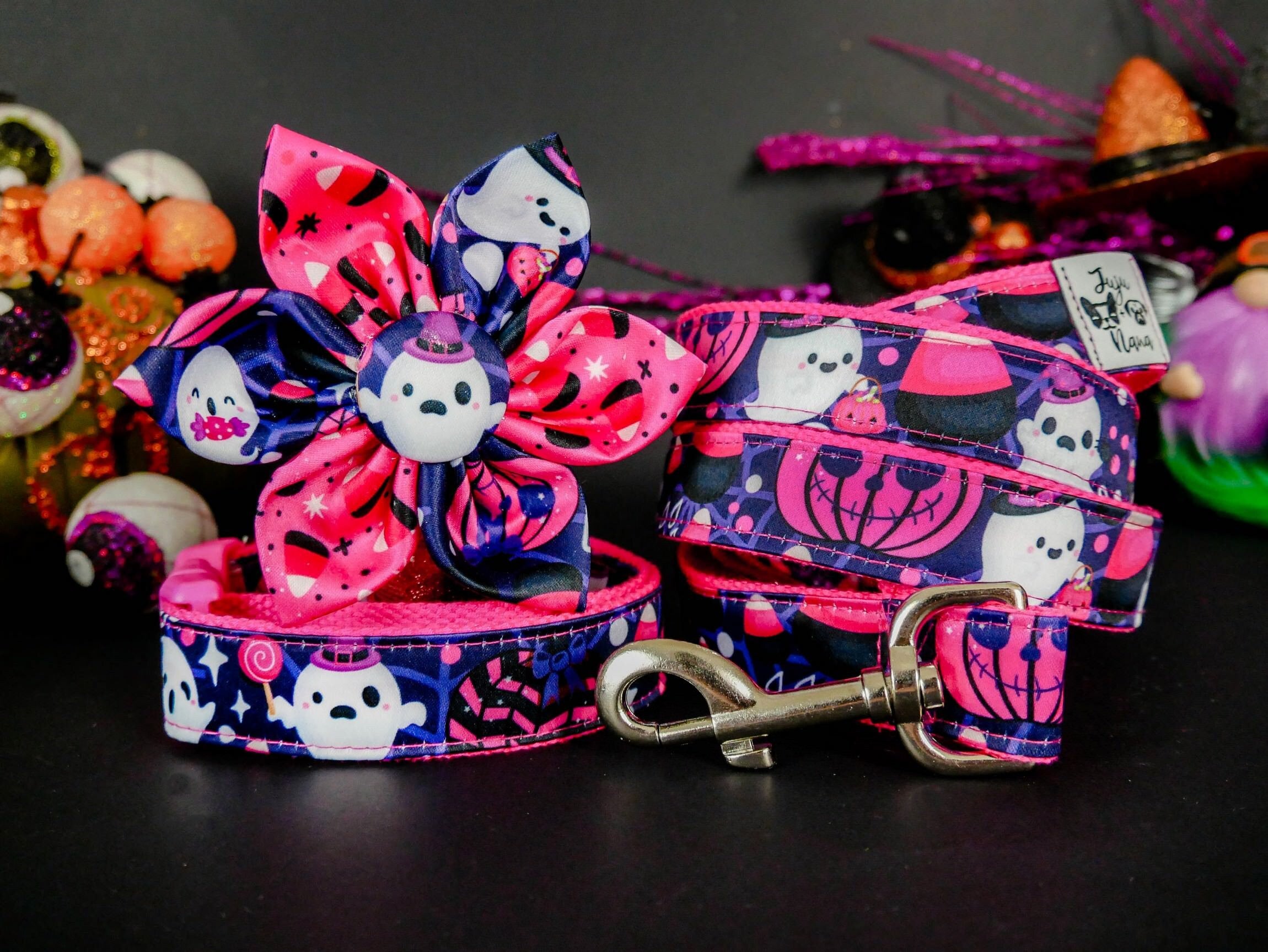 Halloween Dog Harness Set with Ghost & Haunted House Design - Spooky Pet Costume for Trick or Treating, Pet Parades & Halloween Parties