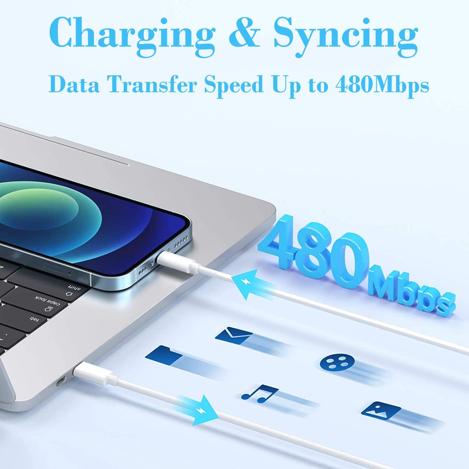 20W PD Fast Charger Cable for iPhone - USB C Wall Charger & Type C Power Adapter with Lightning Cable - Compatible with iPhone 14/13 Pro/12/11/XS/Max/XR/X/8 Plus/SE 2022 & iPad - Perfect for Home, Office & Travel Charging