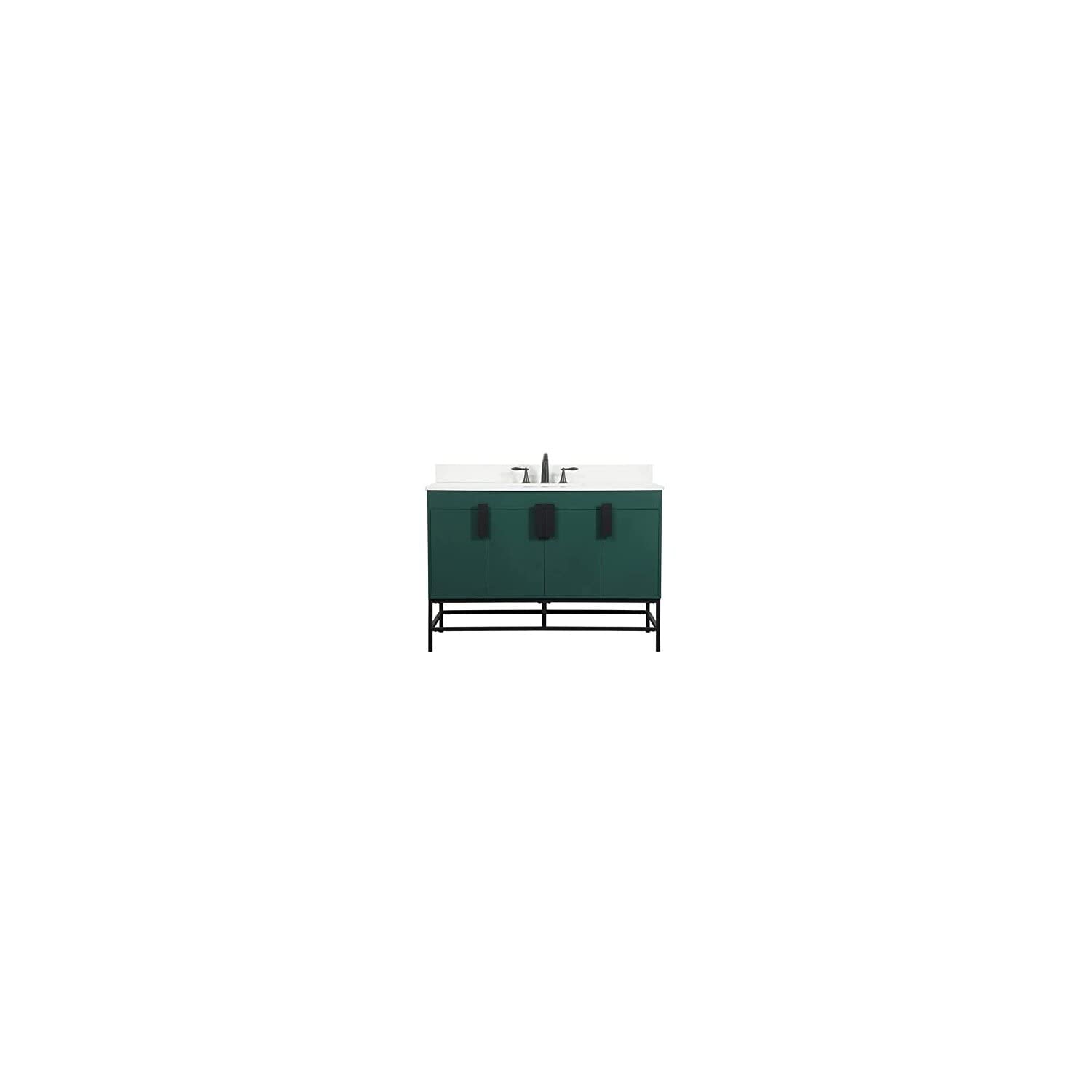 48 Inch Single Bathroom Vanity in Green with Backsplash - Modern Bathroom Sink Cabinet with Storage for Small Spaces | Perfect for Apartments, Condos & Guest Bathrooms