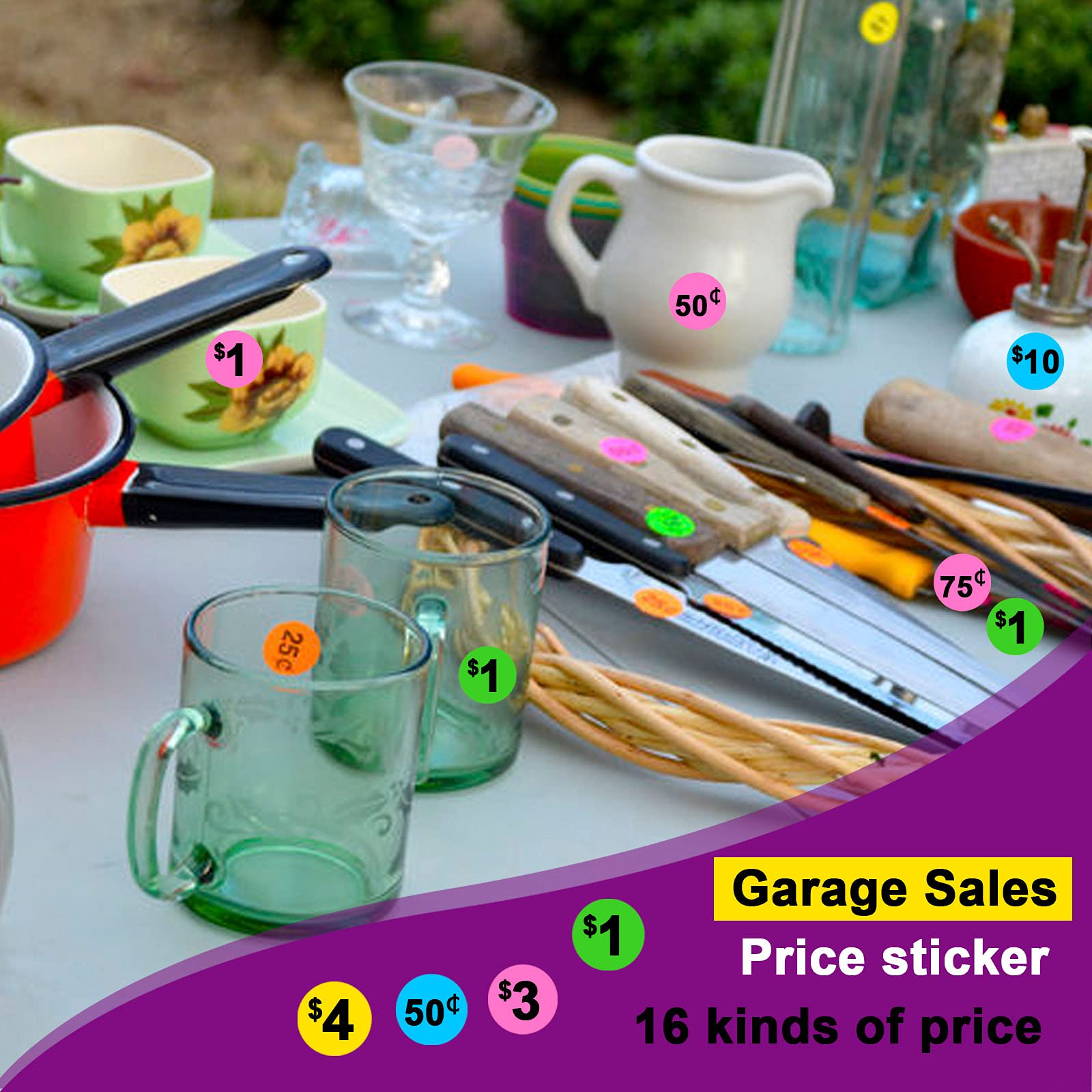 Dreecy 3840 PCS Pre-Priced Stickers - Neon Colors for Yard Sales & Retail