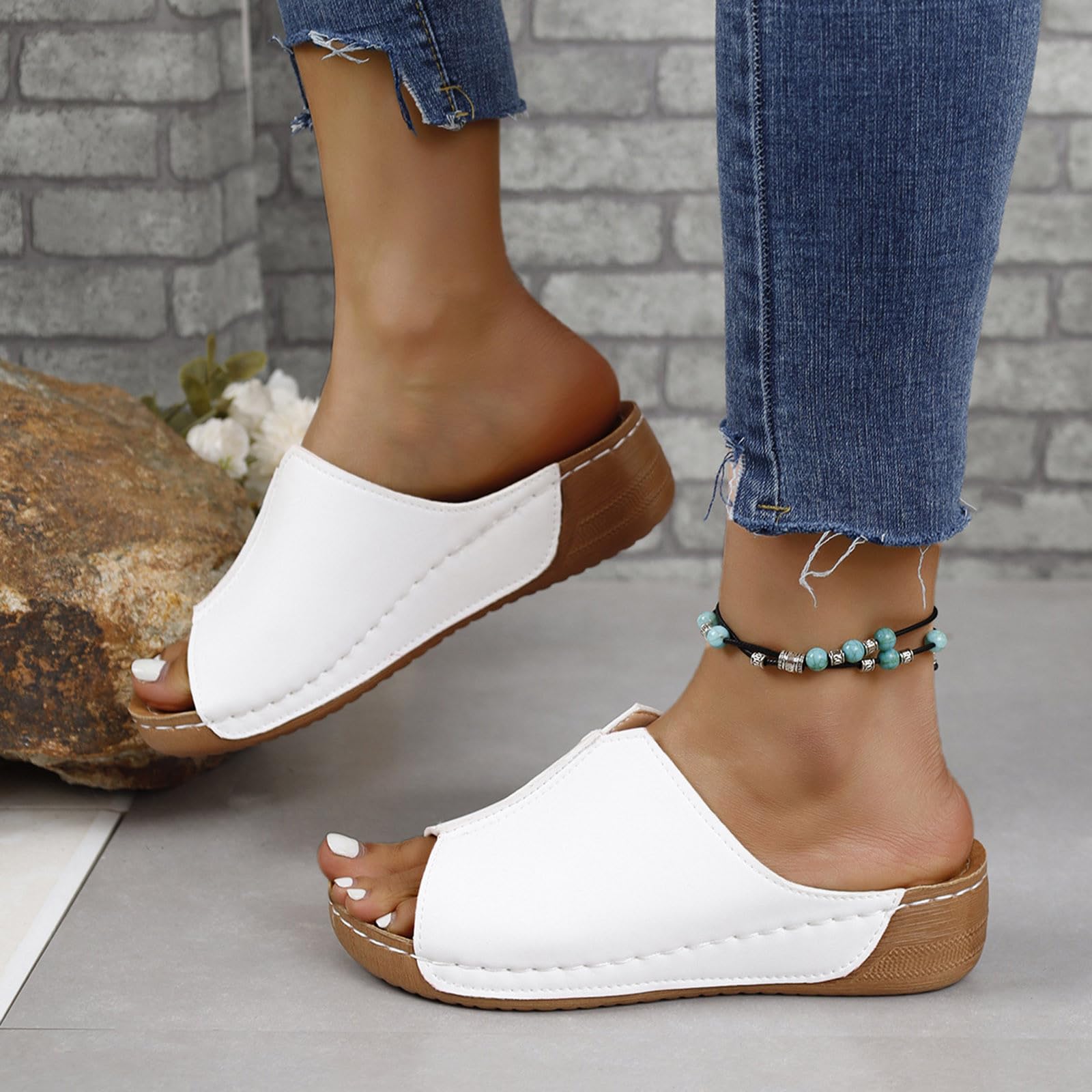 Orthotic Sandals for Women - Comfortable Walking Slippers with Arch Support | Fashionable Platform Sandals | Dressy Summer Footwear 2024 | Perfect for Beach, Travel & Casual Outfits
