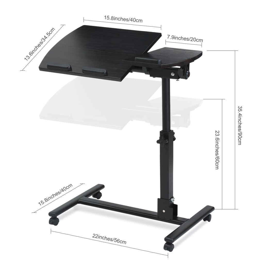 Adjustable Height Mobile Laptop Stand Rolling Cart with Wheels - Portable Computer Desk for Office, Home & Classroom Workspace