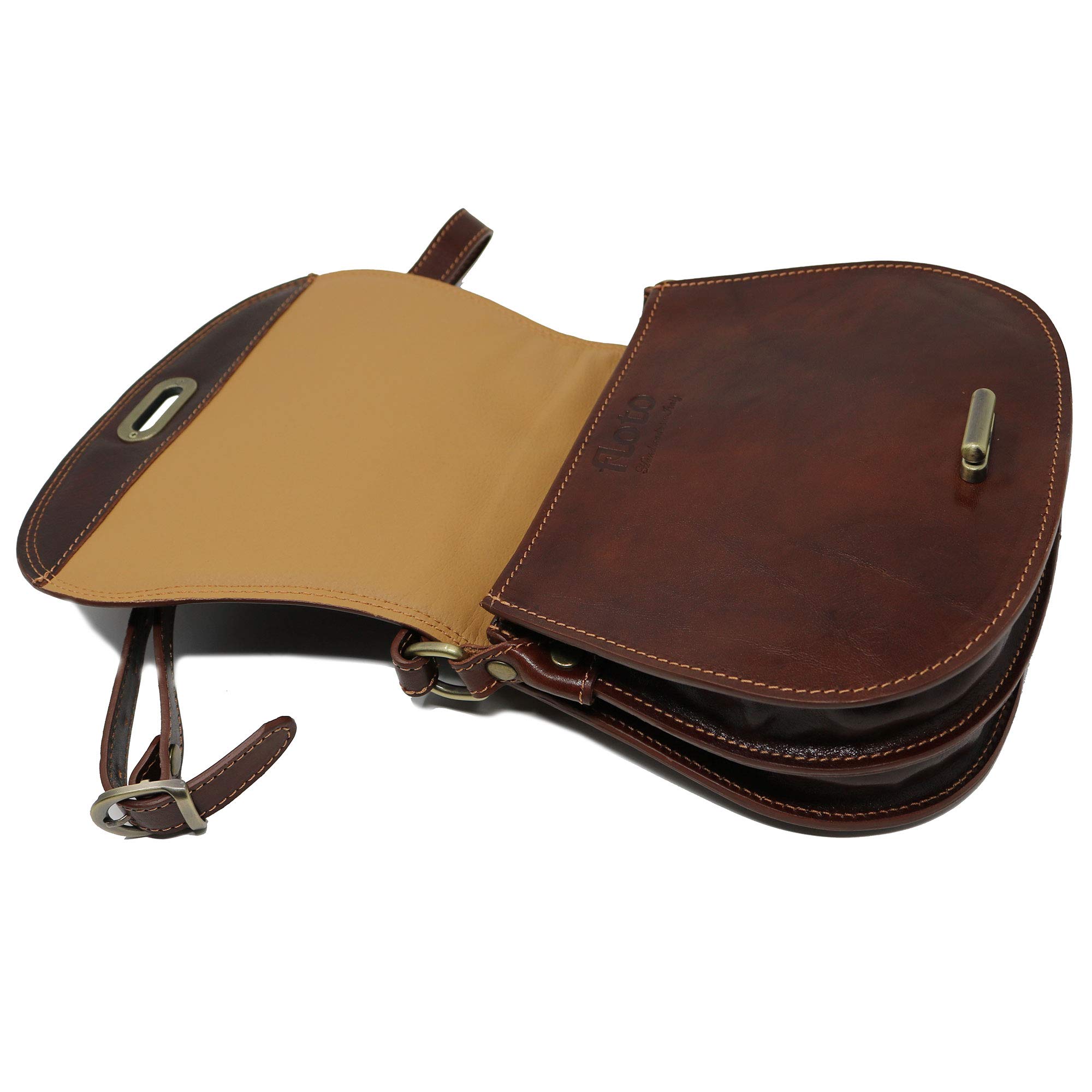 Floto Firenze Women's Saddle Bag - Vintage Leather Crossbody Shoulder Handbag Purse for Everyday Use, Travel & Date Night