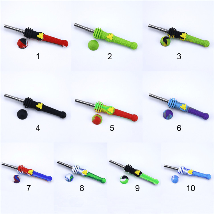 Premium Bee Silicone Nectar Collector Kit with Silicone Cover & Titanium Tip - Portable Dab Rig for Concentrates, Essential Oil, Wax - Perfect for Travel, Camping & Home Use