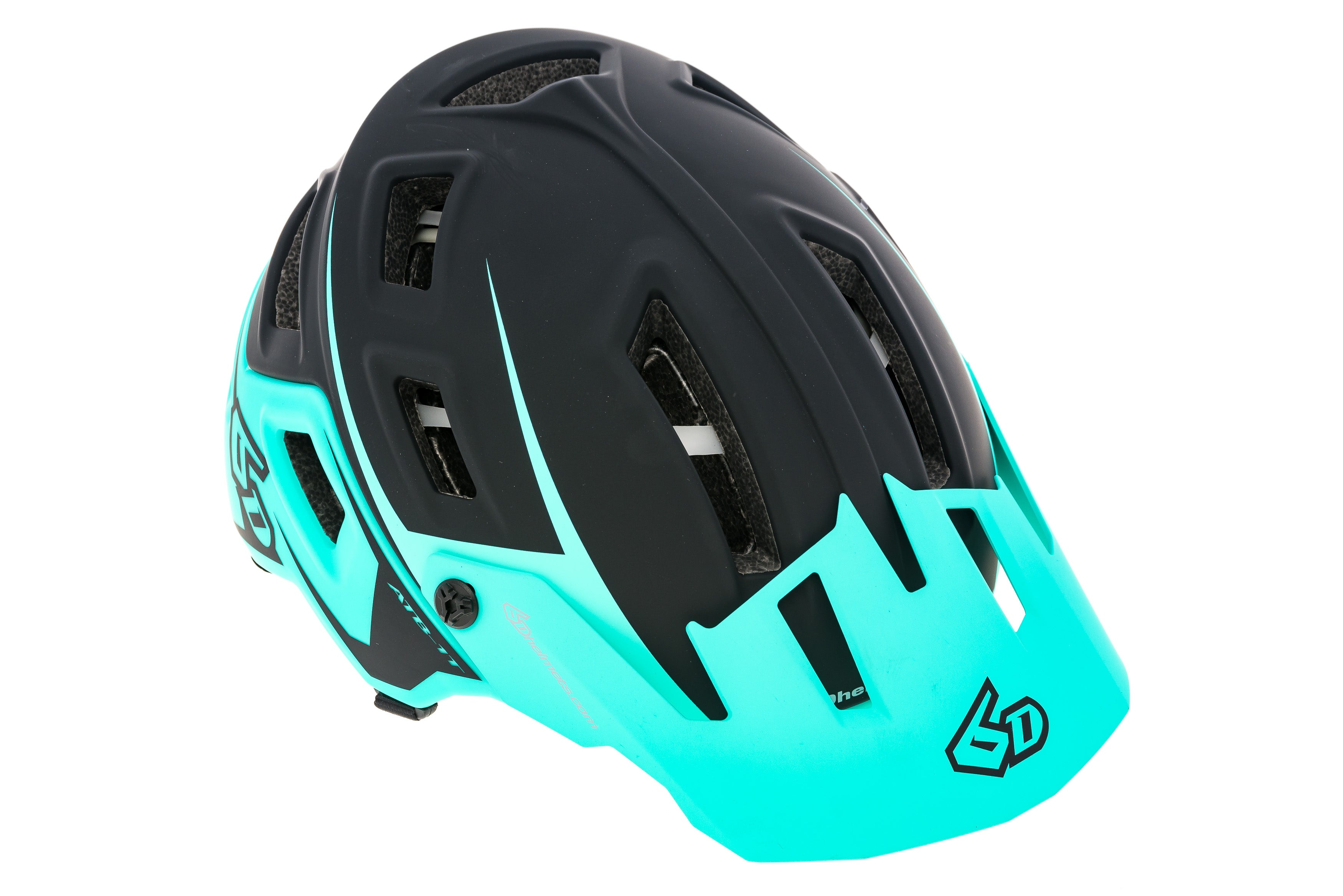 6D Helmets ATB 1T EVO Bike Helmet for Adults - M/L Size (56-59cm) - Matte Black & Teal - Lightweight Mountain Cycling & Commuting Helmet with Advanced Protection