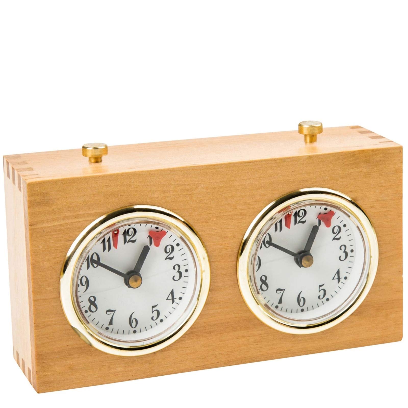 Professional Analog Wood Chess Clock Timer - Wind-Up Mechanical Chess Timer - No Battery Needed - Light Brown Wooden Chess Clock for Tournament, Home & Club Games