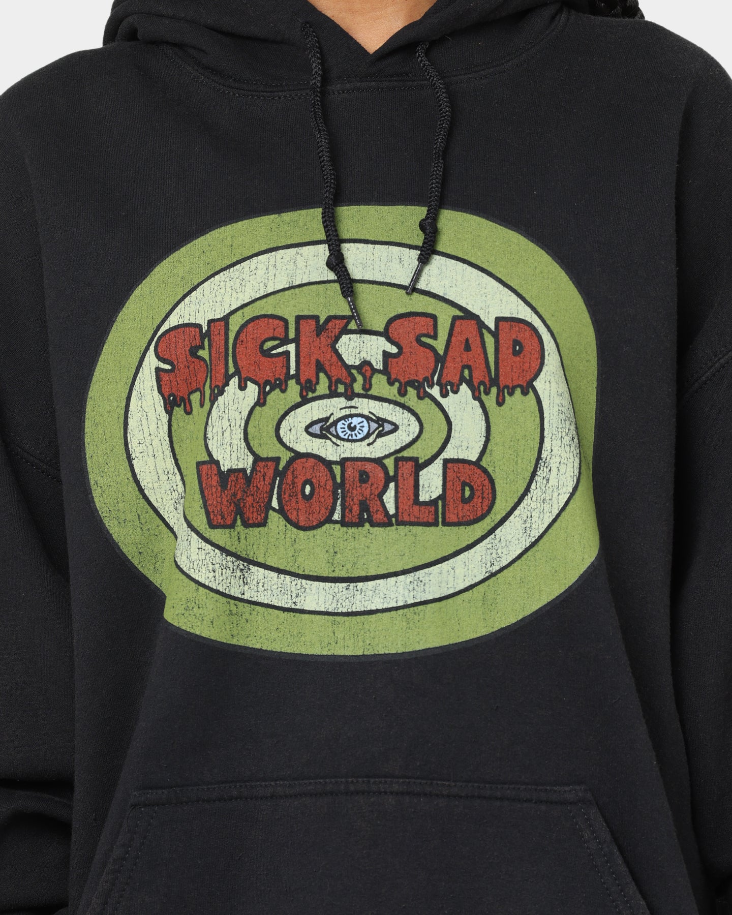 American Thrift X Daria Sick Sad World Vintage Hoodie - Black Wash - 90s Retro Unisex Pullover Sweatshirt for Casual Wear & Street Fashion