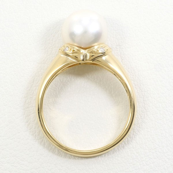 18K Yellow Gold Pearl Diamond Ring for Women - Elegant Bridal Jewelry, Anniversary Gift, Engagement Ring, Wedding Band - Perfect for Special Occasions & Everyday Luxury