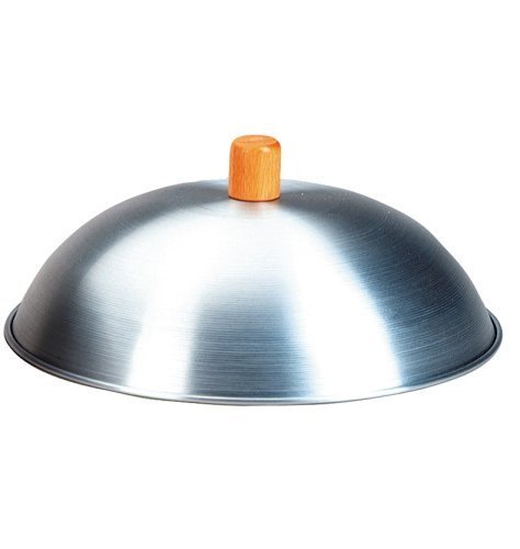 M.V. Trading TWC12 11.5-Inch Aluminum Wok Lid with Wooden Knob - Durable & Lightweight Cover for Stir-Fry, Steaming & Cooking - Perfect for Asian Cuisine, Home Kitchen & Restaurant Use