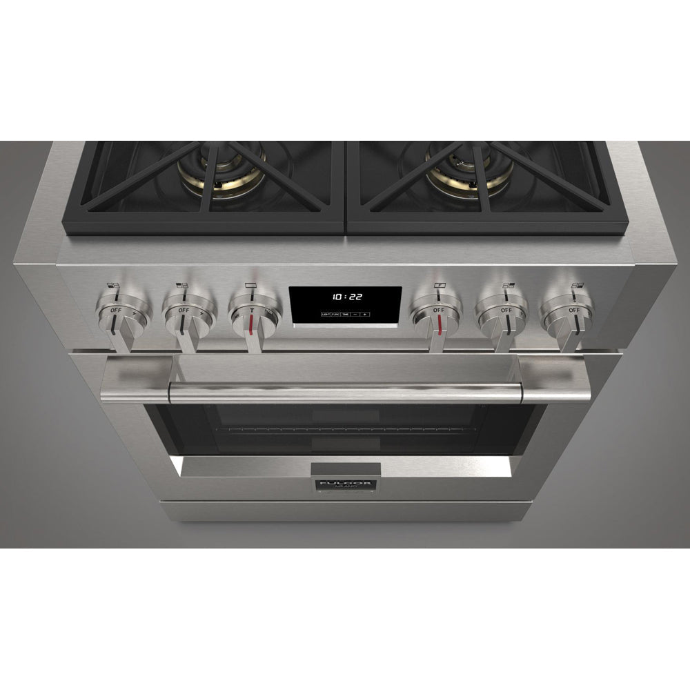 Fulgor Milano 30-Inch 600 Series Pro All Gas Range - 4 Stainless Steel Burners (F6PGR304S2) | Professional Kitchen Appliance for Home Chefs & Cooking Enthusiasts