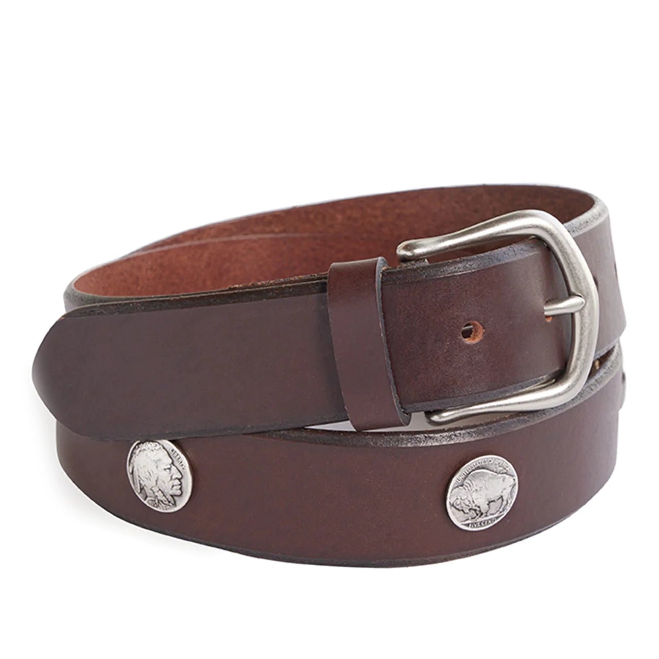 Vintage Style Men's Buffalo Nickel Leather Belt - Genuine Leather Western Belt with Antique Nickel Buckle for Casual & Formal Wear | Perfect for Jeans, Suits & Outdoor Adventures