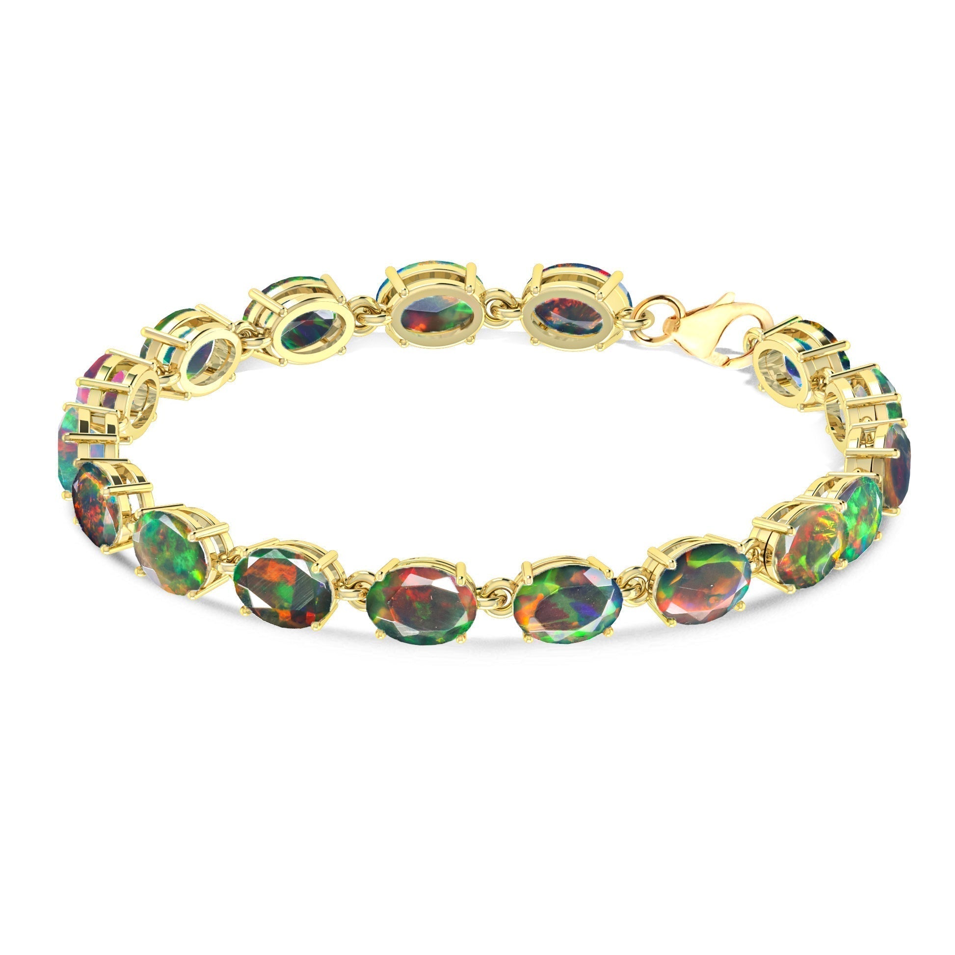 Blue Natural Fire Opal Gemstone Tennis Bracelet for Women | Elegant Sterling Silver Jewelry Gift for Birthday, Anniversary & Special Occasions