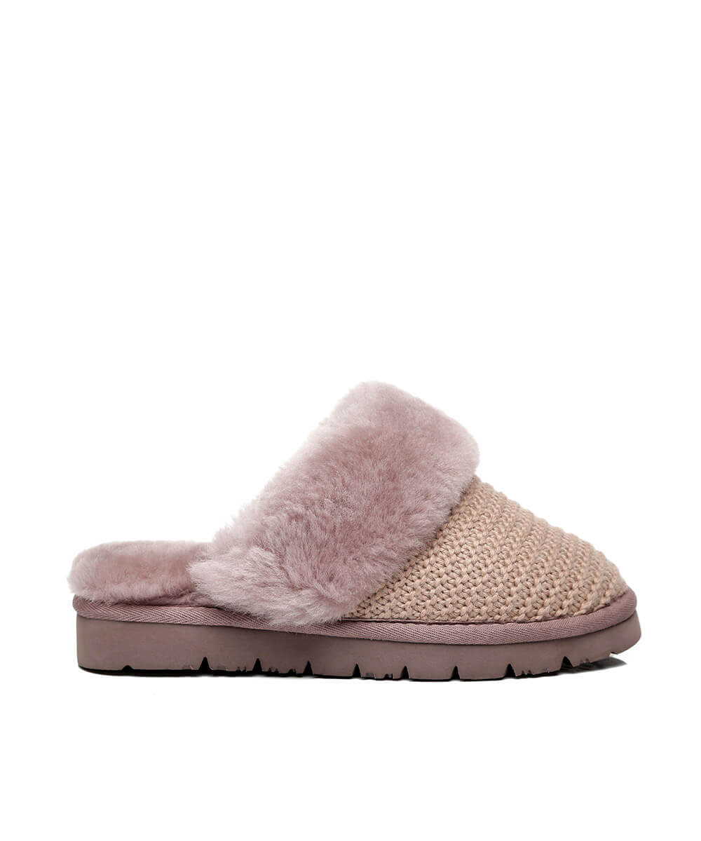 Women's UGG Knit Slippers - Cozy Indoor/Outdoor House Shoes with Soft Wool Lining for Winter Comfort - Perfect for Lounging at Home, Running Errands & Cold Weather Wear