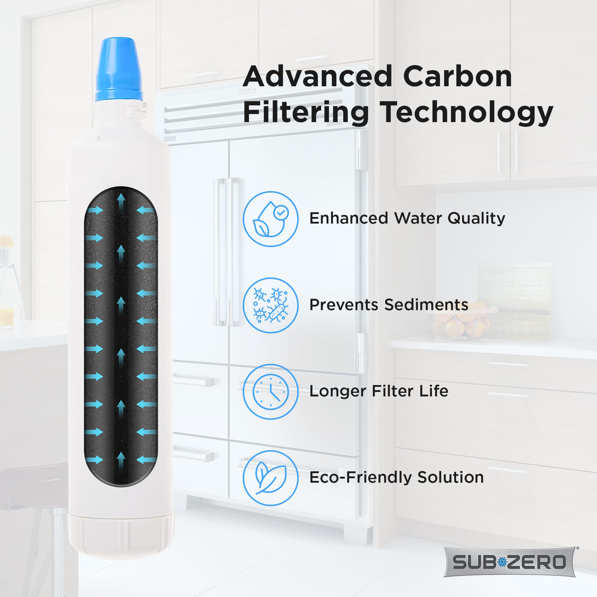 Sub-Zero Refrigerator Replacement Water Filter 4204490 & Air Filter 7007067 Combo Pack - Compatible with Sub-Zero Fridges - Improves Water Taste & Air Quality for Kitchen & Home Use