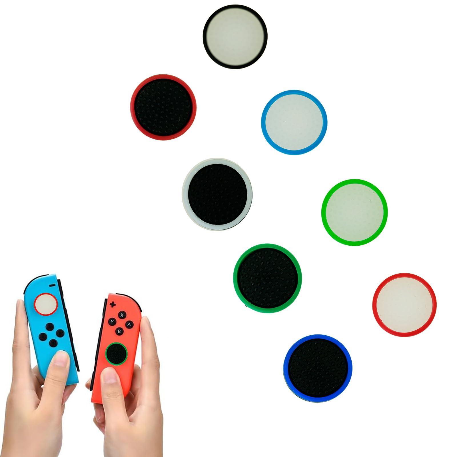 20PCS Silicone Joy-Con Thumb Grip Caps - Analog Thumbstick Joystick Covers for Nintendo Switch/Lite/OLED Controller Accessories - Improve Grip & Comfort for Gaming, Travel & Long Play Sessions