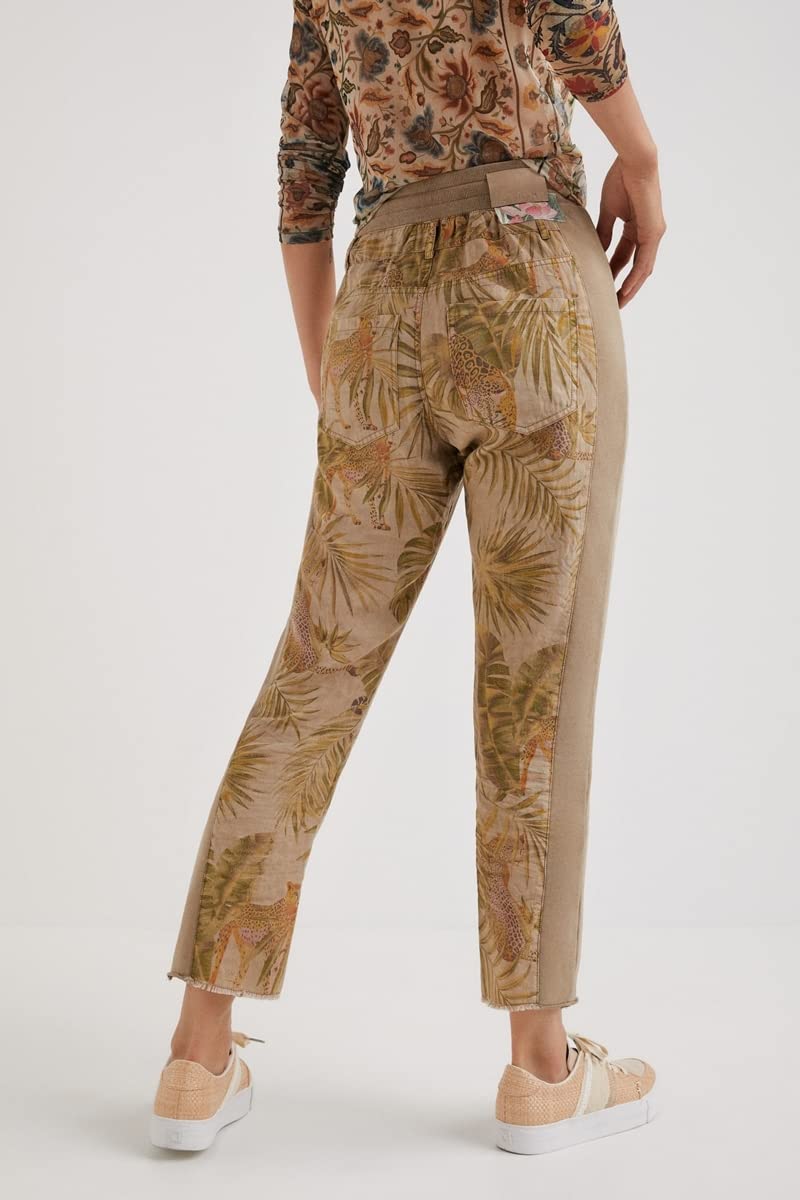 Desigual Women's High-Waisted Stretch Trousers - Comfortable Slim Fit Pants for Work, Office & Casual Wear | Trendy Ladies Dress Pants for Business & Everyday Outfits