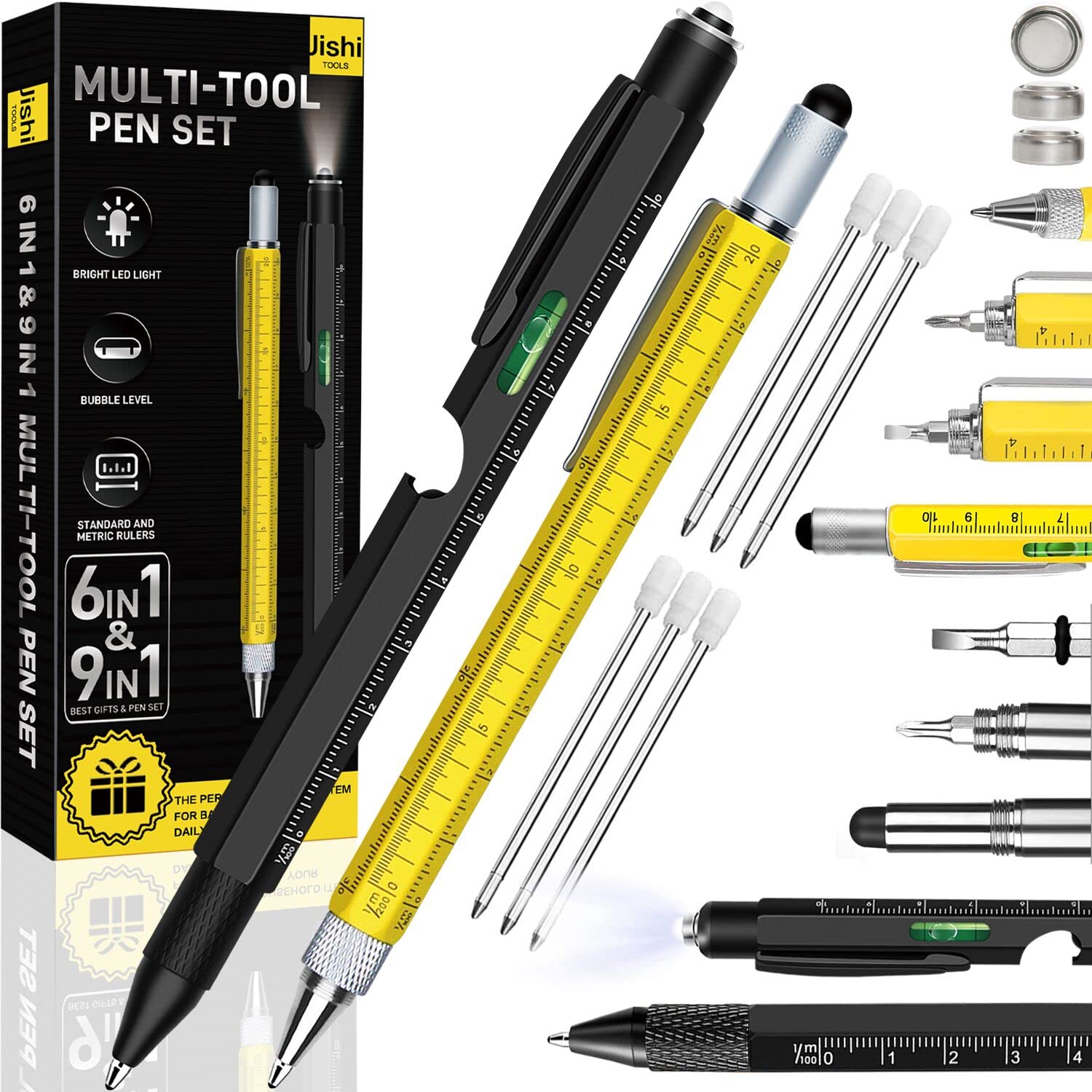2-in-1 Multi-Tool Pen Set for Men - Perfect EDC Gadget, Father's Day & Birthday Gift Idea for Dad, Husband, Boyfriend - Great for Office, Camping, Hiking & Everyday Carry (2 Pack)