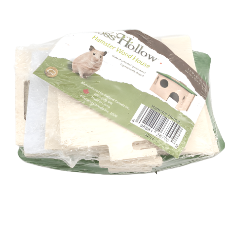 Natural Wooden Hamster Hideout - Moss Hollow Small Animal House for Hamsters, Mice & Gerbils - Cozy Pet Habitat for Cage, Playpen & DIY Enrichment
