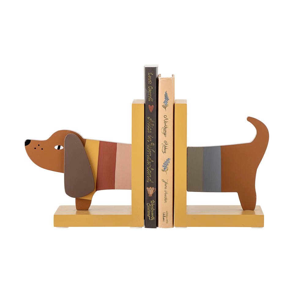 Bloomingville Charlie Decorative Bookend in Yellow - Stylish Book Holder for Home Office, Bookshelf, and Living Room Decor