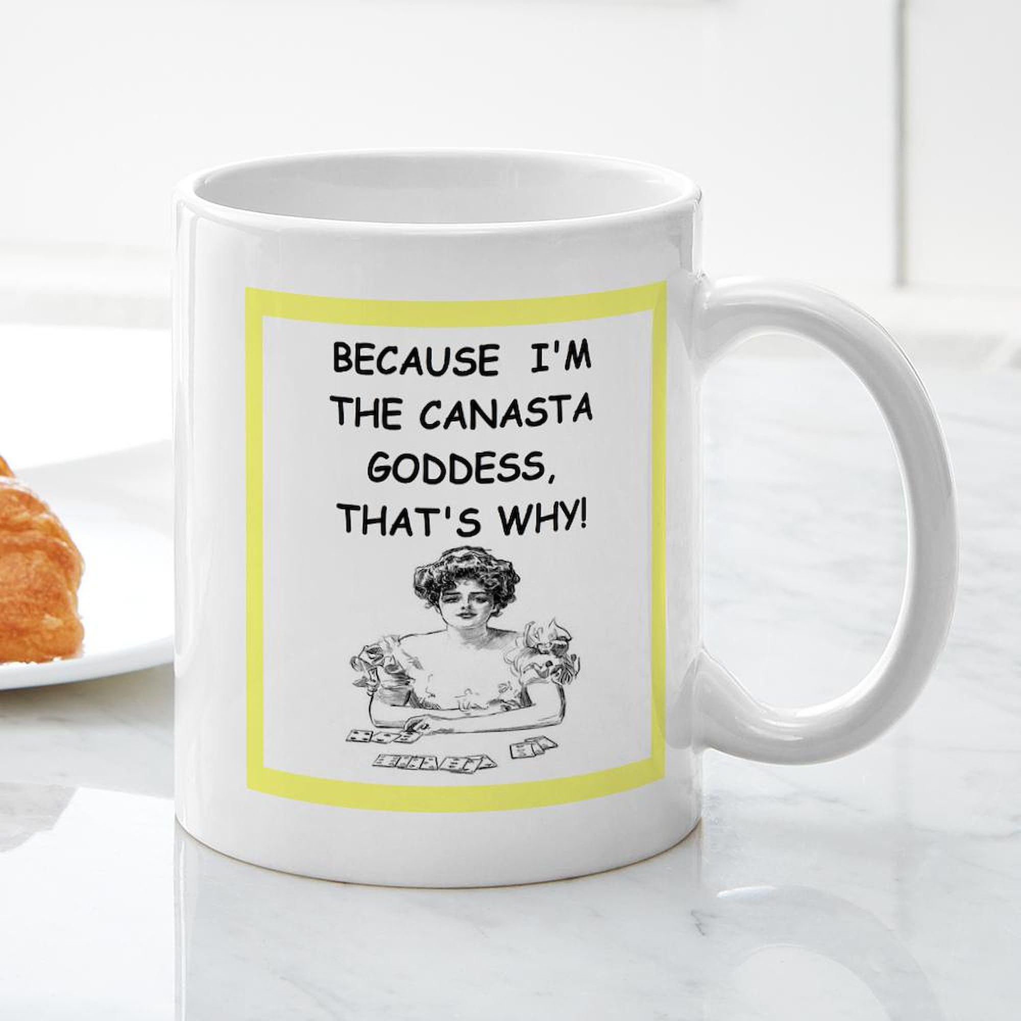 Funny Canasta Joke Ceramic Coffee Mug - 11 oz (325 ml) White Coffee Cup for Gamers & Card Players - Perfect for Game Nights, Gifts & Coffee Lovers