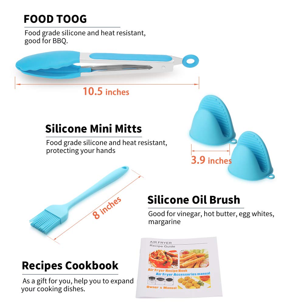 11-Piece Air Fryer Accessories Set Compatible with Philips Ultrean Ninja Vremi - Includes Cake Barrel & Pizza Pan - Fits 3.7QT to 5.8QT Air Fryers - Perfect for Baking, Roasting & Healthy Cooking at Home