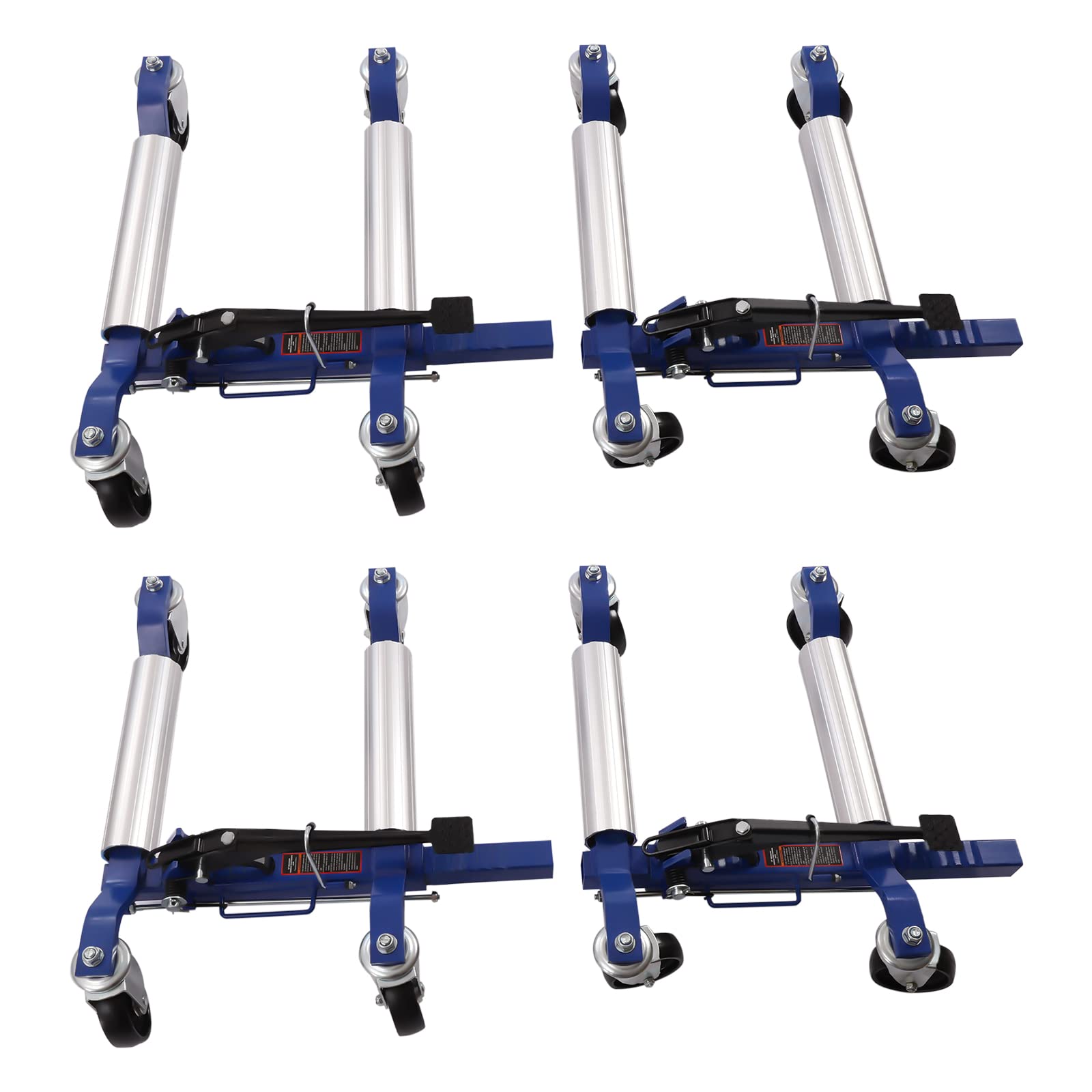 4 Pack Heavy Duty Hydraulic Car Wheel Dolly Jack - 1300LBS Capacity with Ratcheting Foot Pedal | Self-Loading Wheel Dollies for Auto Repair, Tire Change & Vehicle Moving | Perfect for Garages, Mechanics & DIY Car Enthusiasts