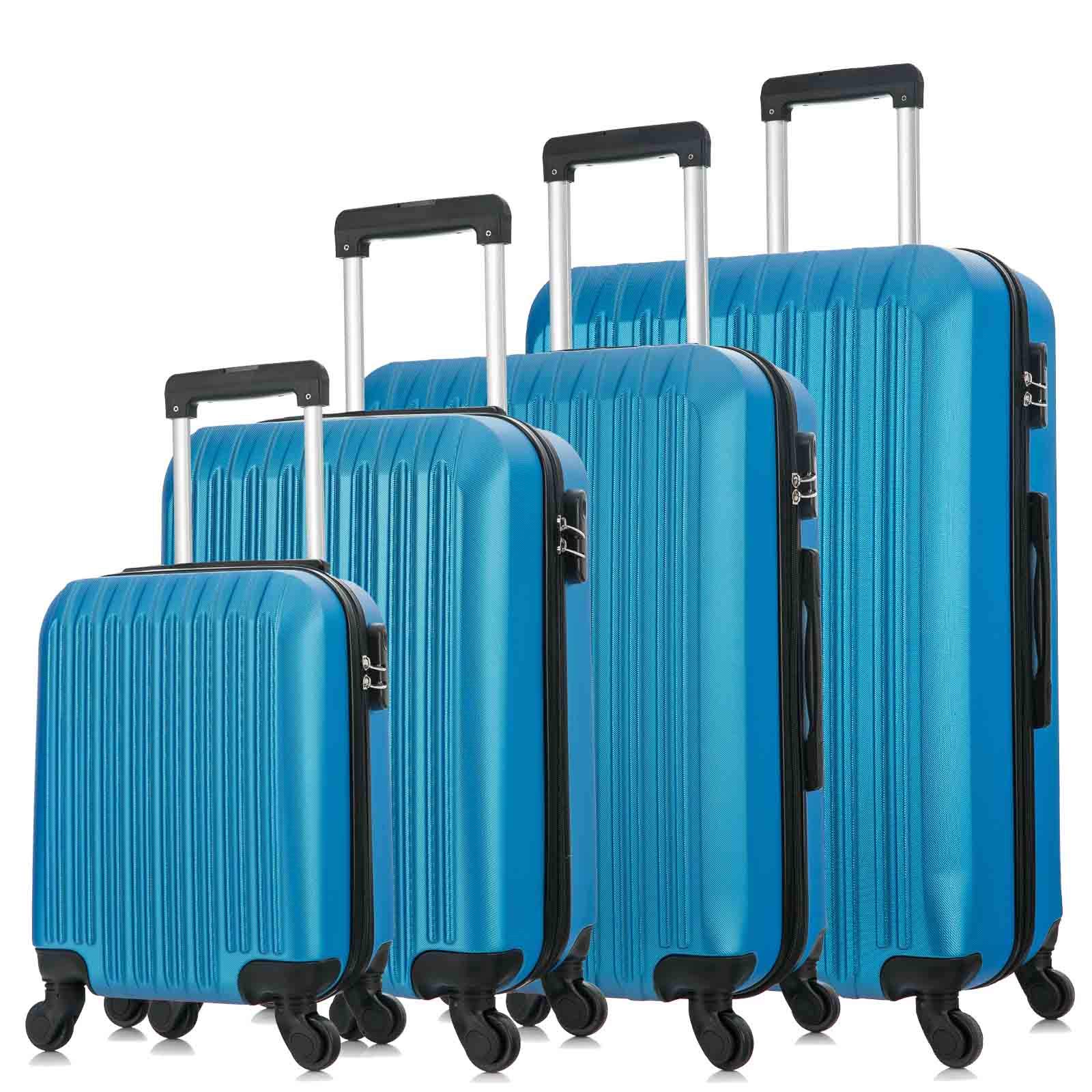 Yotefe 4-Piece ABS Spinner Wheel Carry-On Luggage Set with TSA Lock - Lightweight Durable Suitcases for Air Travel, Business Trips & Vacation (Blue)