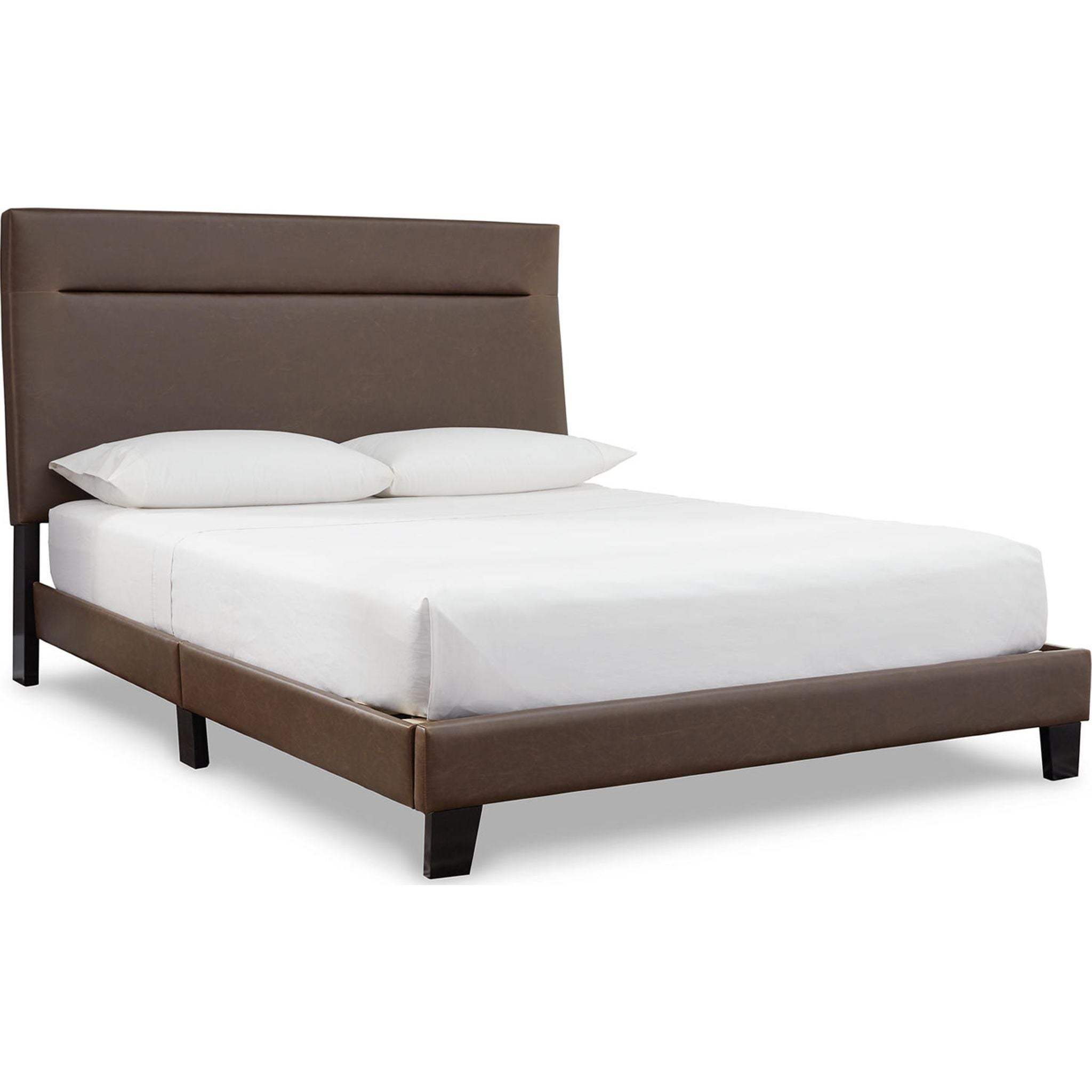 Adelloni Upholstered Platform Bed Frame - Queen Size Brown Fabric Bed with Wooden Slats - Perfect for Modern Bedroom & Guest Room Decor