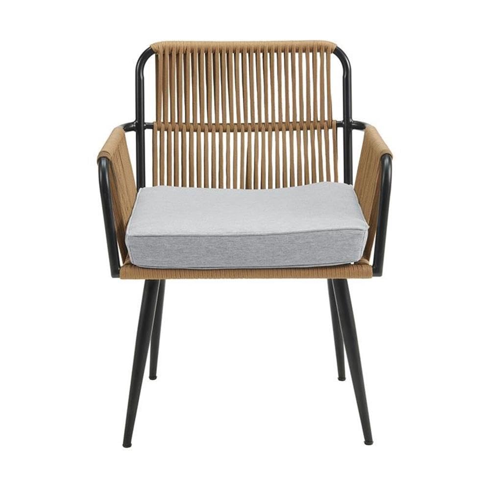 Alburgh All-Weather Outdoor Rope Armchairs with Light Gray Cushion - Modern Patio Furniture Set of 2 - Weatherproof & Durable for Indoor/Outdoor Use - Perfect for Backyard, Deck, Garden & Poolside Relaxation