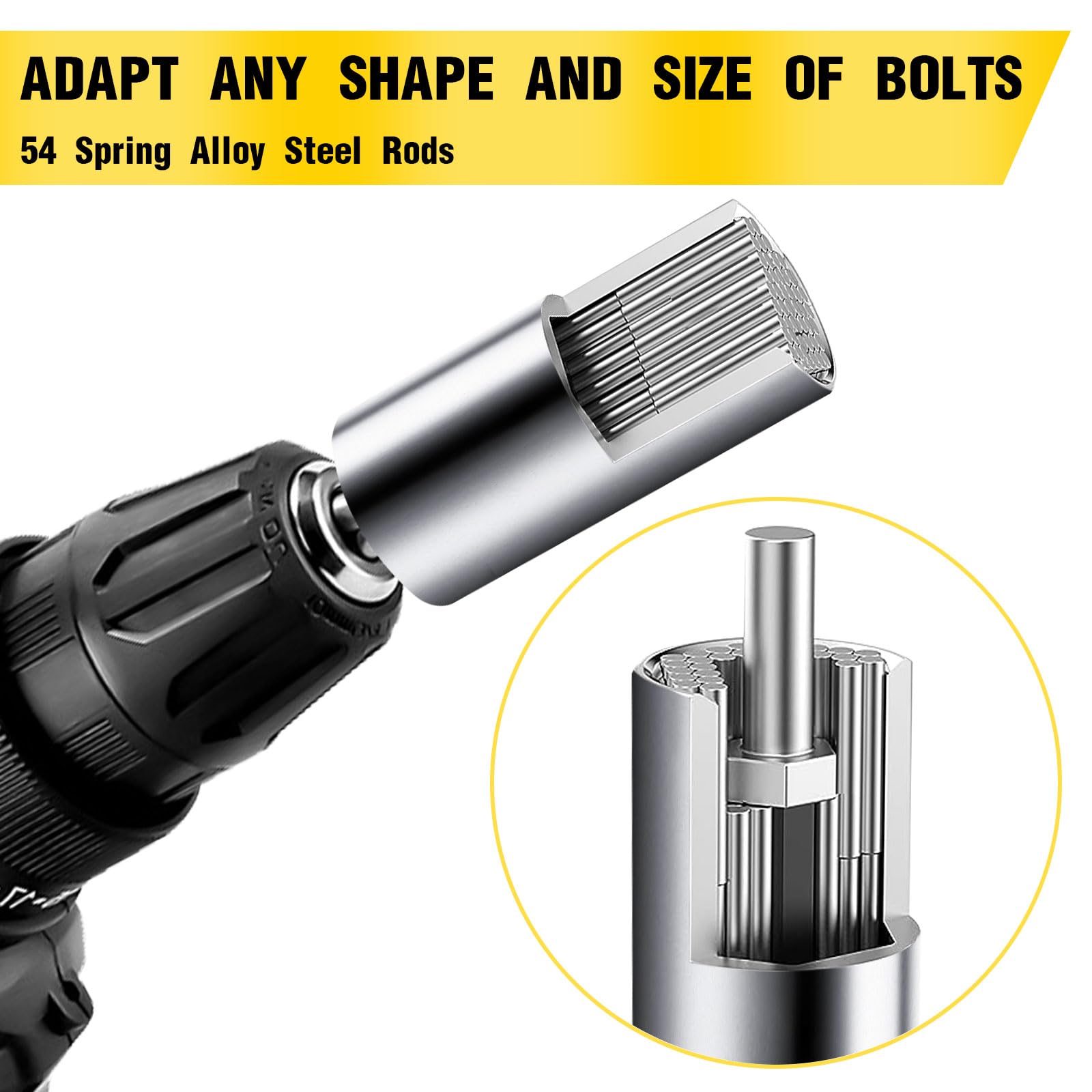 Universal Socket Wrench Set with Power Drill Adapter - Silver | 45-Piece Multi-Tool Kit for DIY, Auto Repair & Home Improvement | Perfect Gift for Men, Husband, Dad, Handyman & Boyfriend | Father's Day, Birthday & Christmas Present | Workshop, Garage & Construction Use