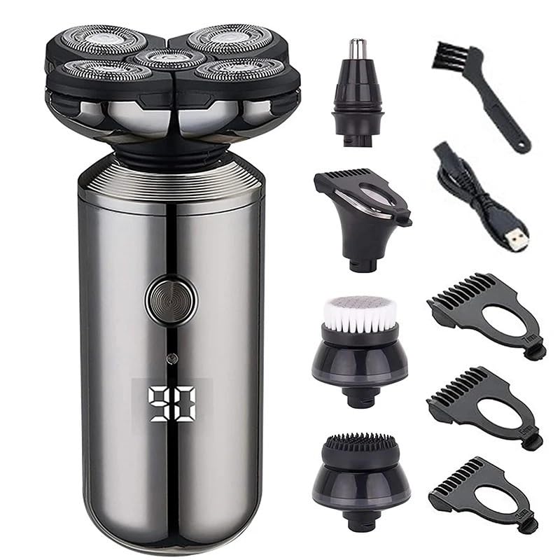 5-in-1 Electric Head Shaver for Men - Waterproof Beard Trimmer & Shaving Machine with USB Charging - Multifunctional Grooming Kit for Bald Head & Facial Hair - Perfect for Travel, Gym & Daily Grooming Routine