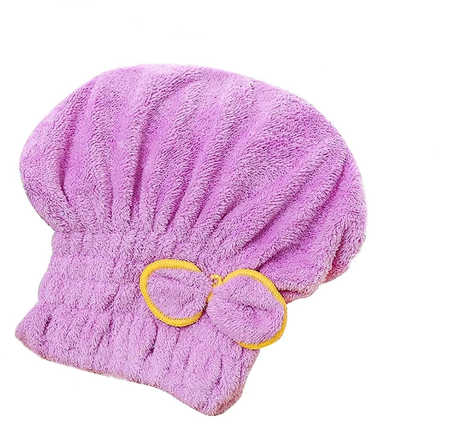 TERXA Microfiber Hair Towel Wrap - Super Absorbent Quick Dry Hair Turban for Women & Men | Soft Hair Drying Cap & Shower Cap | Perfect for Post-Wash, Salon, Gym & Travel (Pack of 1, Multicolor Bow Design)