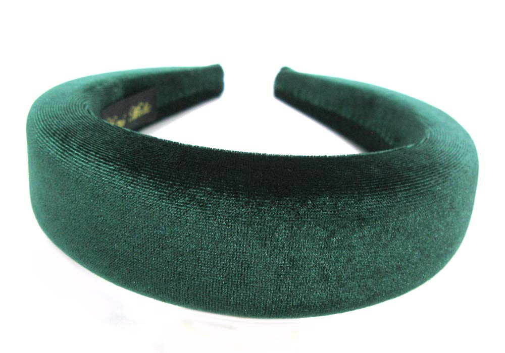 Soho Style Velvet Padded Headband for Women & Girls – Elegant Wide Hoop Hair Accessory | Fashionable Head Wrap for Everyday Wear, Parties & Special Occasions | AC8463 Green