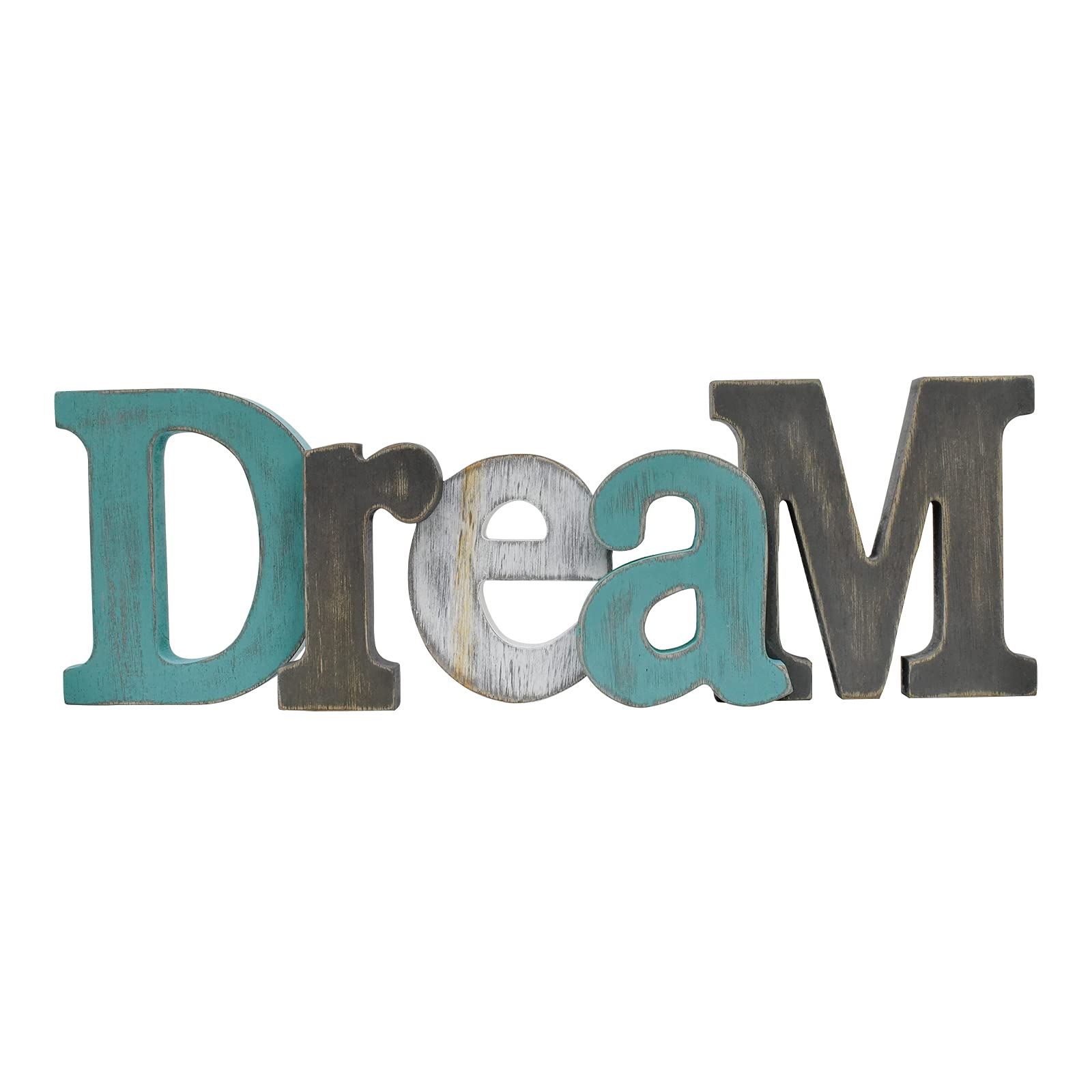 Rustic Wood Home Sign Wall Decor - Dream Hanging Letters for Living Room