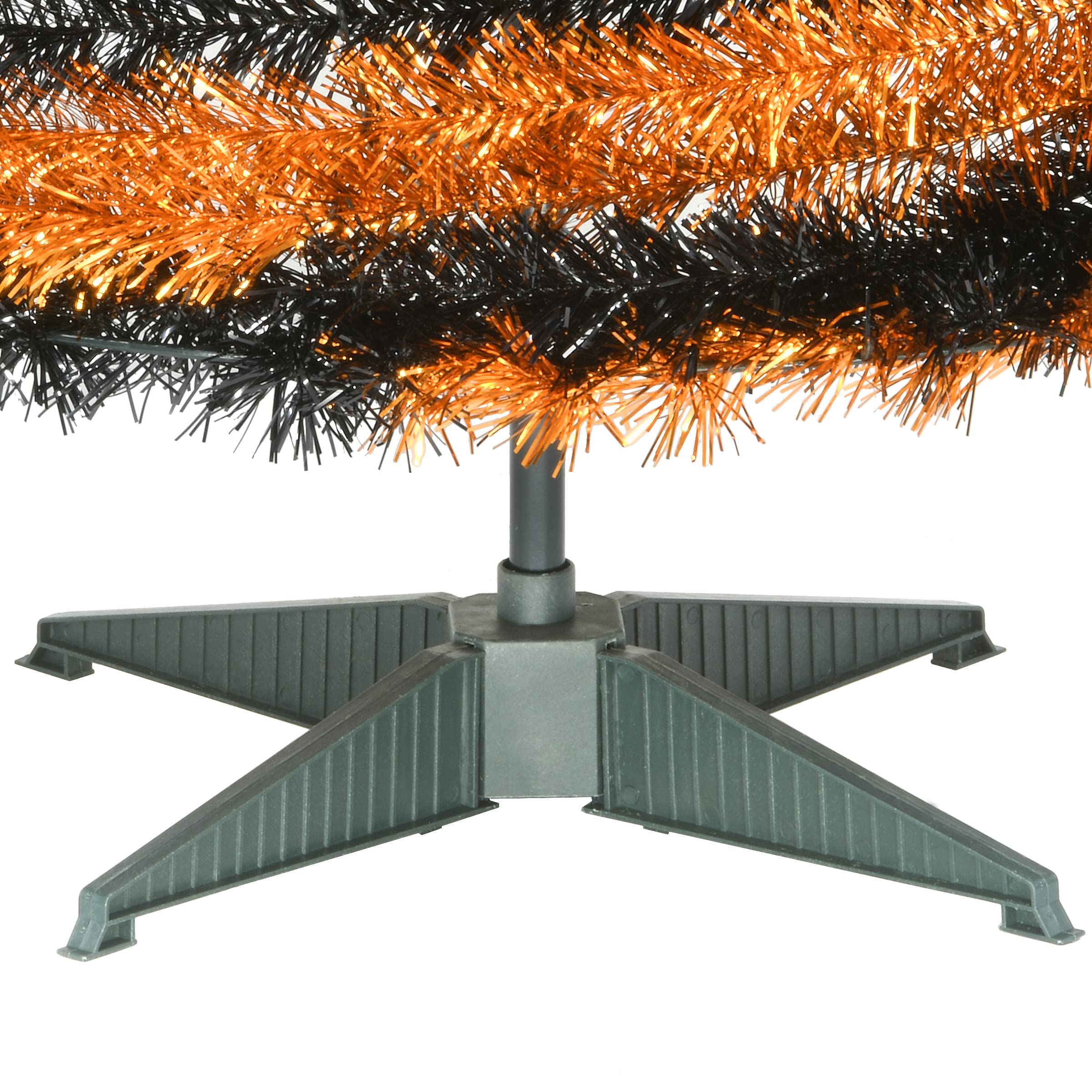 National Tree Company 7.5 ft Halloween Orange and Black Pop-Up Artificial Christmas Tree for Spooky Home Decor, Party & Holiday Celebration