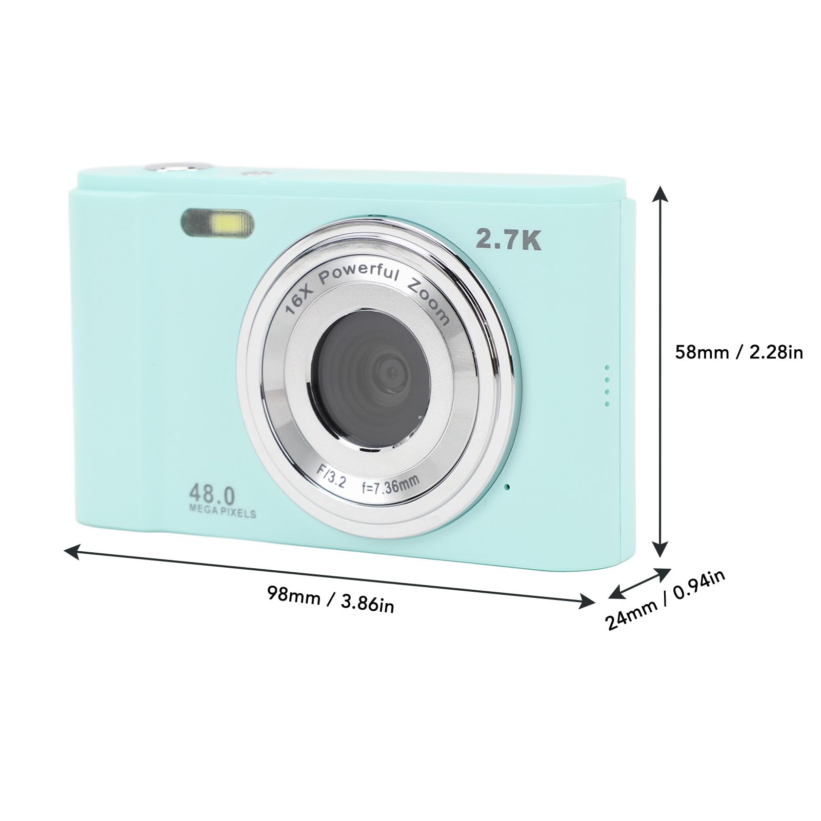 2.7K 48MP Digital Camera with Autofocus & Dual Lens | 16X Zoom Compact HD Camera for Travel, Vlogging & Photography | Perfect for Teens, Students & Beginners (Light Green) | Capture Memories, YouTube Videos & Outdoor Adventures