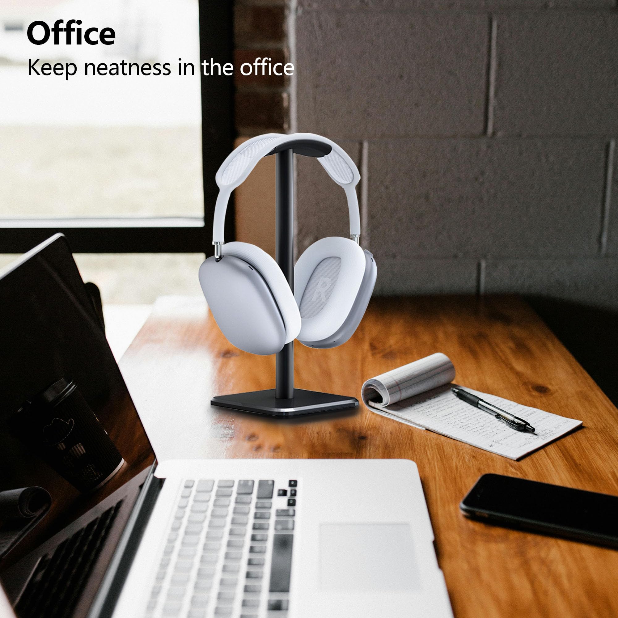 Premium Detachable Headphone Stand with Non-Slip TPU Base - Universal Desk Holder for Gaming Headsets, Wireless Headphones & Office Accessories - Perfect for Gaming Setup, Home Office & Streaming Studio (Black)