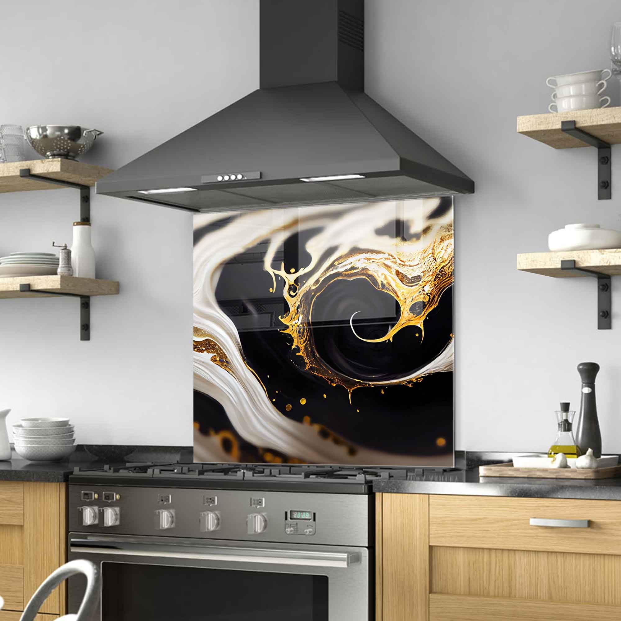 Premium Tempered Glass Kitchen Backsplash - 30x30 Inch (76x76cm) Heat-Resistant Stove Splash Guard, Modern Splashback Tile for Sink & Countertop Protection, Easy-Clean Wall Decor for Home & Restaurant Use - Perfect for Cooking, Baking & Food Prep Areas