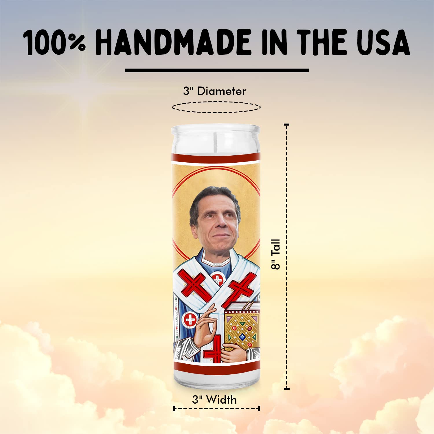 Andrew Celebrity Candles - Funny Saint Candles in Glass Jar | Handmade Soy Wax Votive Candles | Unique Novelty Gift for Democracy Lovers | Perfect for Home Decor, Meditation & Political Humor Gifts