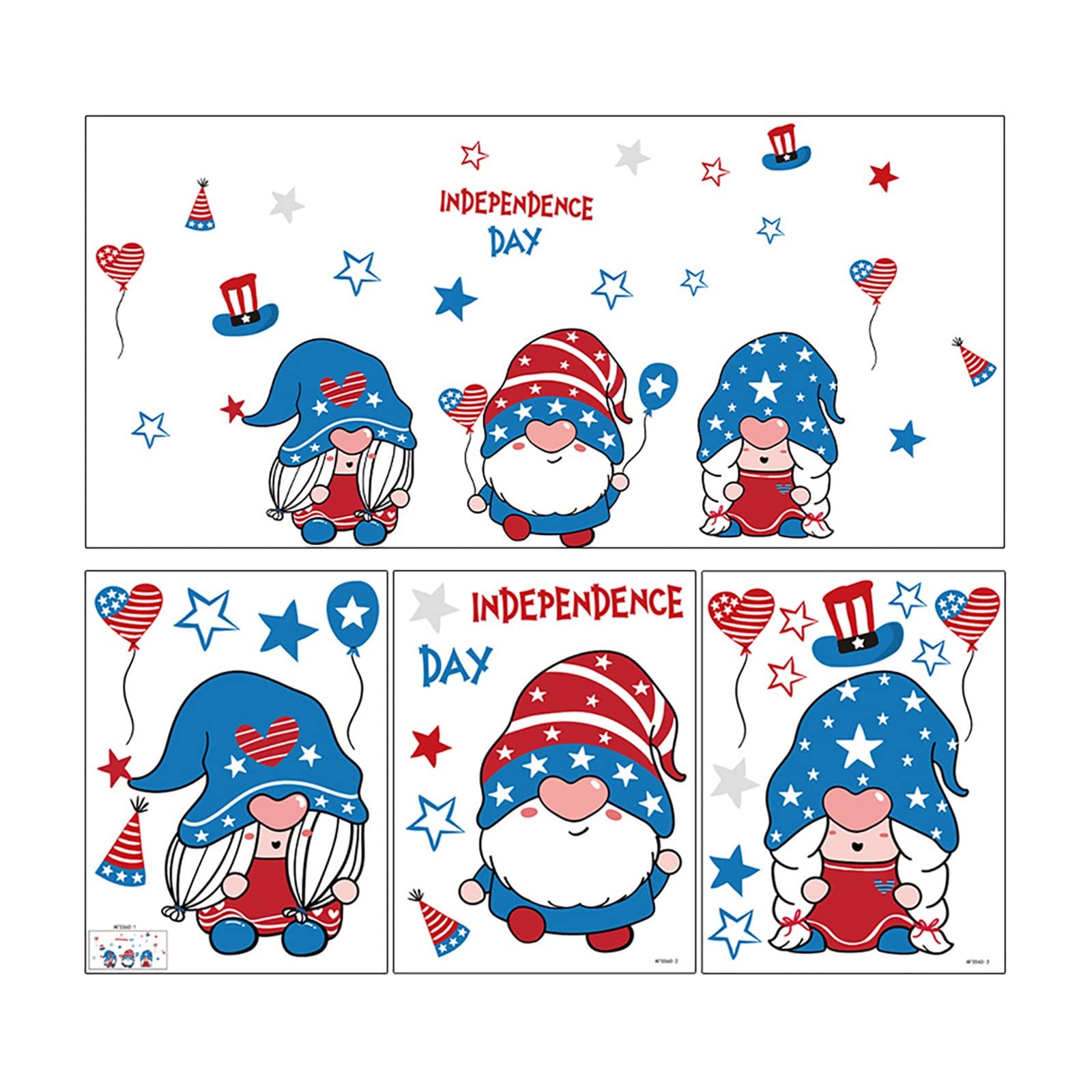 Dwarf Gnome PVC Stickers for Wall Decor & LED Light Box - Independence Day Theme