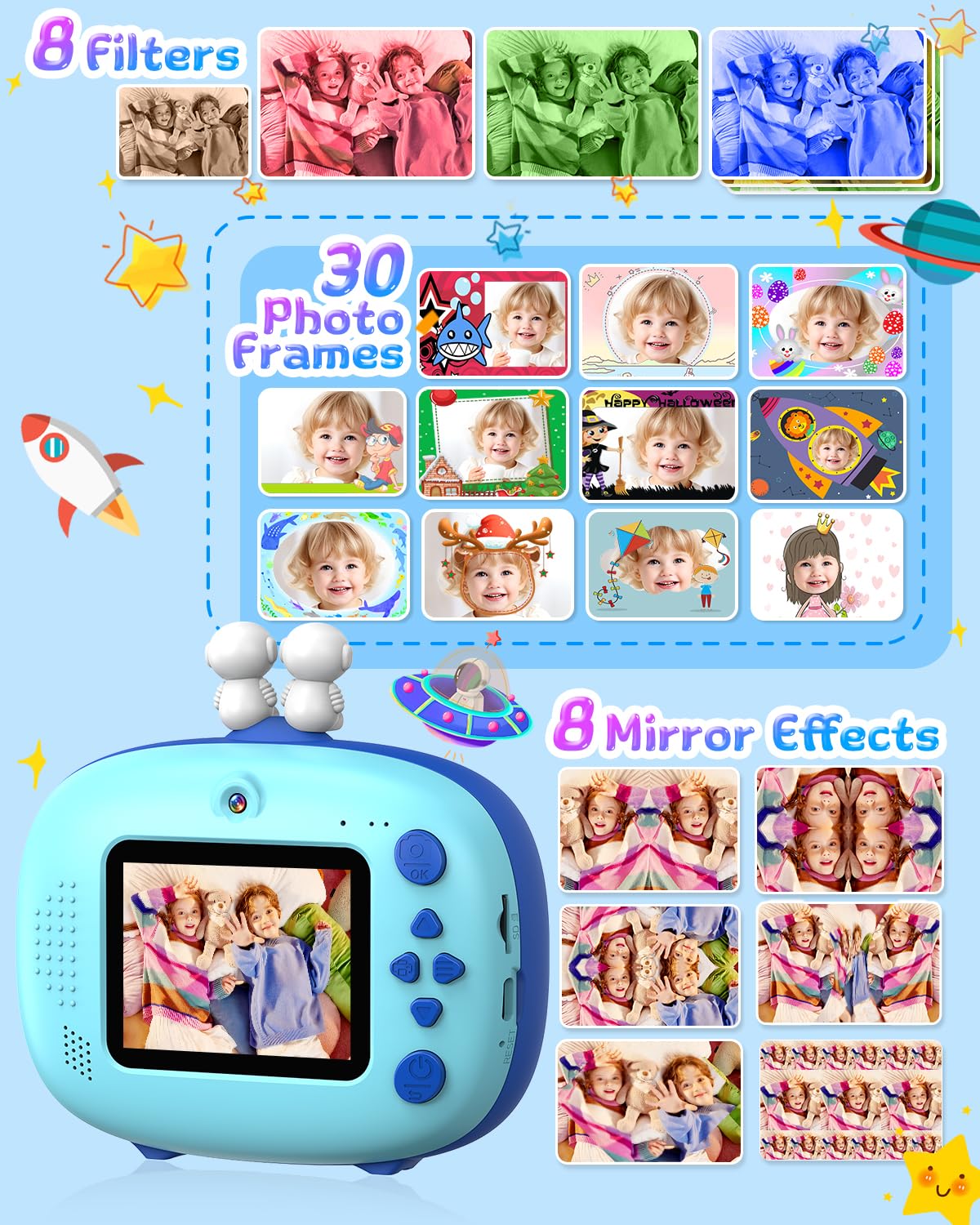 Instant Print Camera for Kids with 2.4