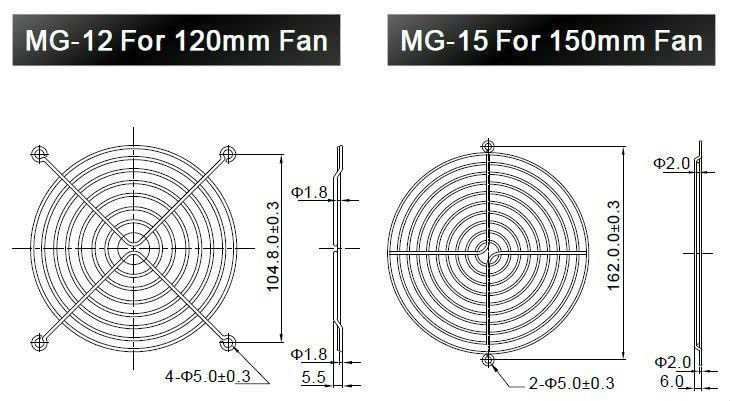 120mm Fan Guard Chrome Grill - Silver Color (2-Pack) for PC Cooling, Case Modding & Airflow Optimization