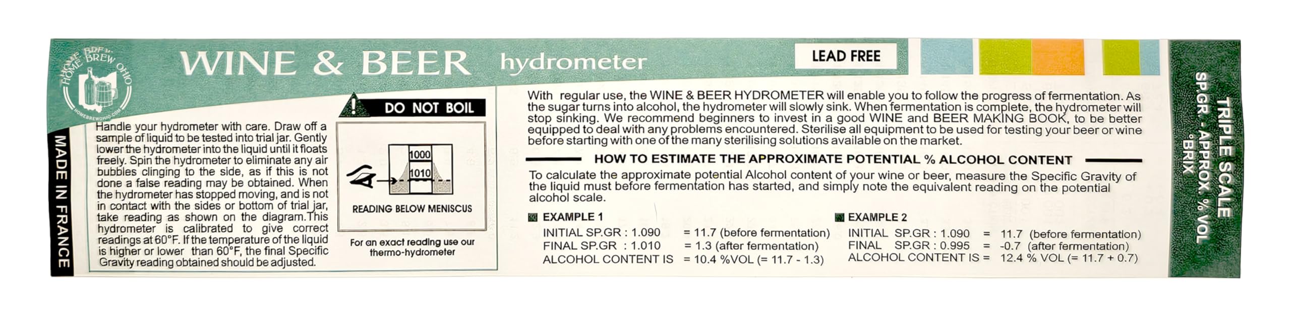 Triple Scale Hydrometer for Home Brewing - Accurate Alcohol Content Tester for Beer, Wine & Mead Making - Essential Brewing Equipment for Homebrewers & Winemakers