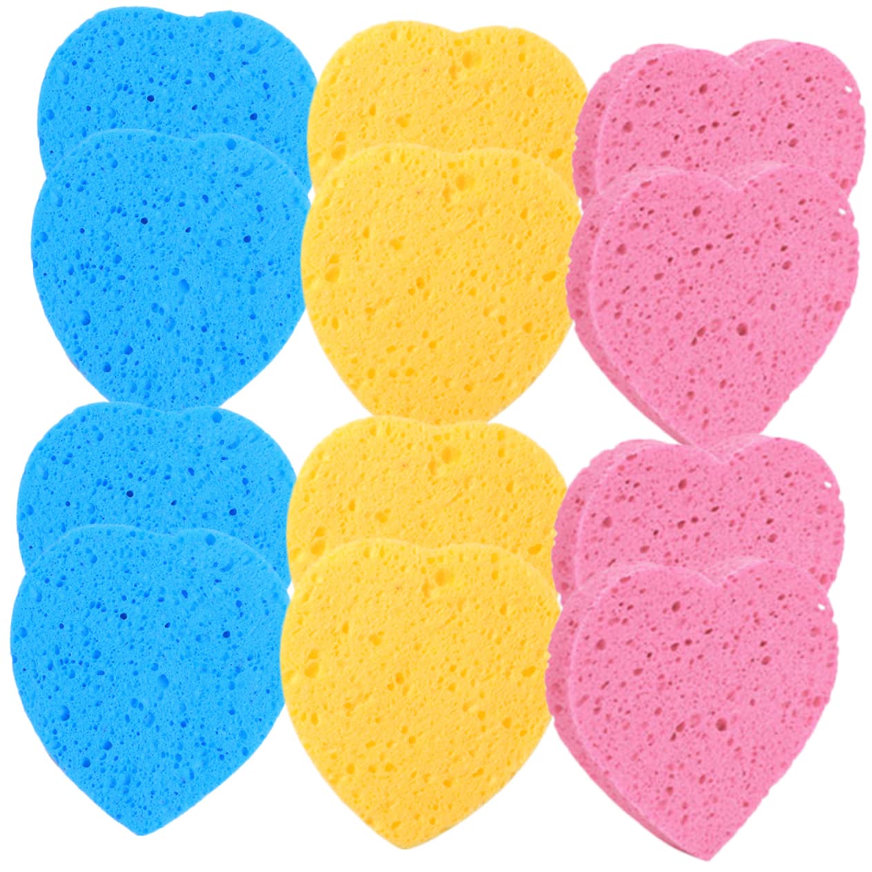 Minkissy 45pcs Compressed Wood Pulp Facial Sponges - Soft Exfoliating Face Wash Puffs for Women, Gentle Cleansing & Dead Skin Removal | Travel-Friendly Heart-Shaped Makeup Remover Sponges for Daily Skincare Routine