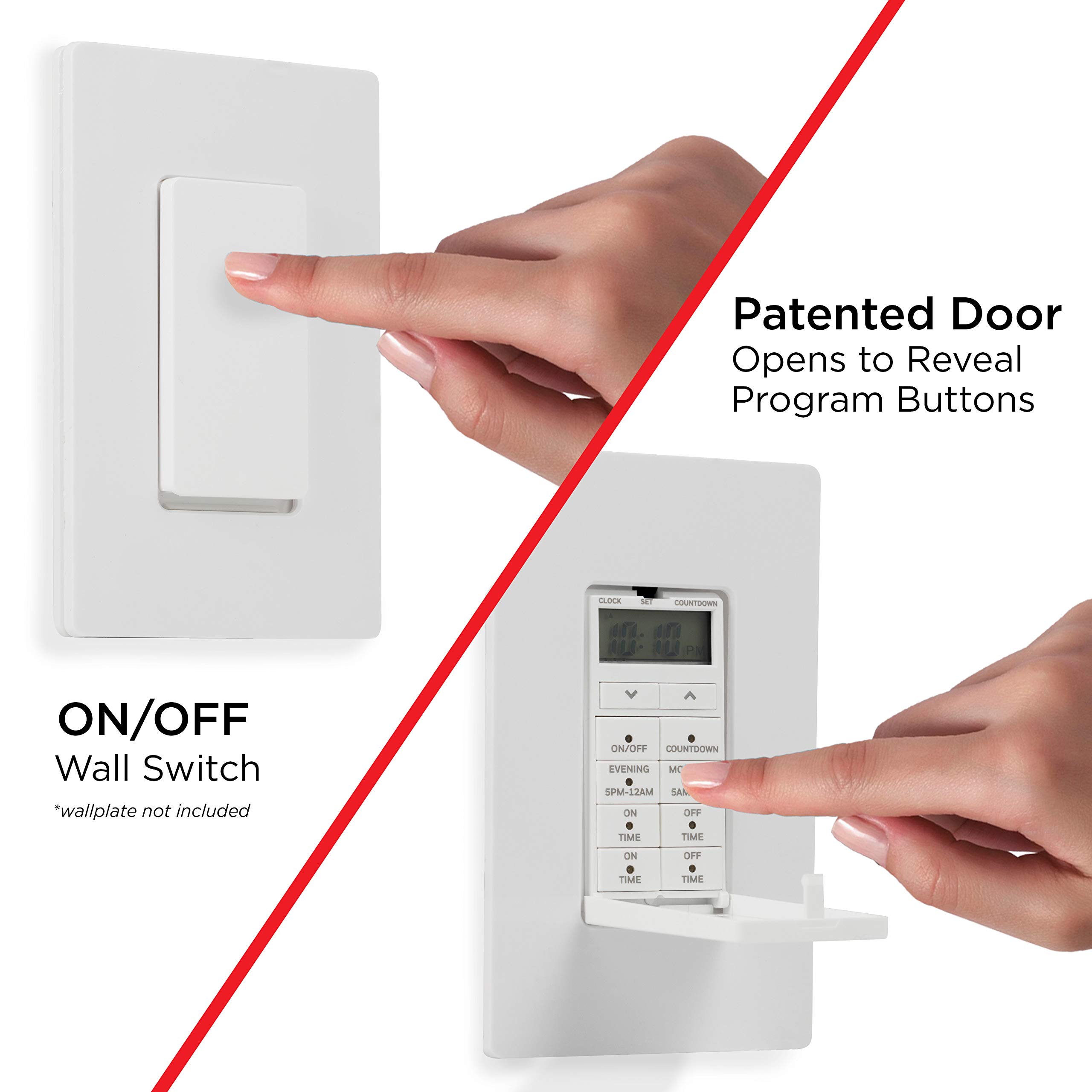 UltraPro 24-Hour Programmable In-Wall Digital Countdown Timer Switch for Lights & Exhaust Fans - Neutral Wire Required - 8 Presets - Perfect for Christmas Trees, Indoor Lamps & Home Automation