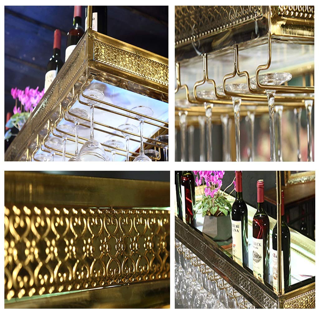European Style Ceiling & Wall Mounted Wine Rack - Multi-Functional Retro Bar Shelf for Glass Display - Modern Home Decor in Stainless Steel (Gold, 150x35cm) - Perfect for Kitchen, Dining Room & Wine Cellar Organization