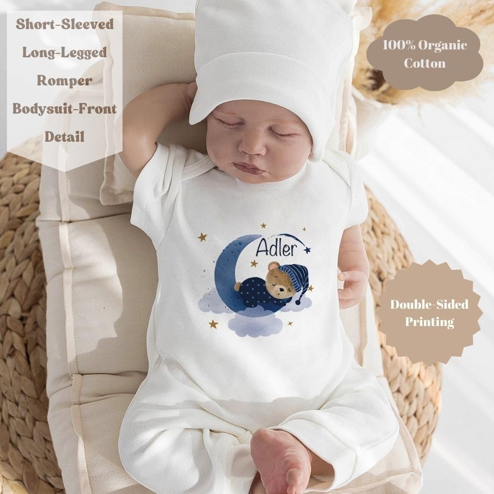 Lilabio Baby 100% Organic Cotton Personalized Newborn Coming Home Outfit Set - 10-Piece Hospital Essentials for Boys & Girls | Custom Baby Shower Gift & Newborn Clothing Set | Perfect for First Photos, Special Occasions & Baby's First Trip Home