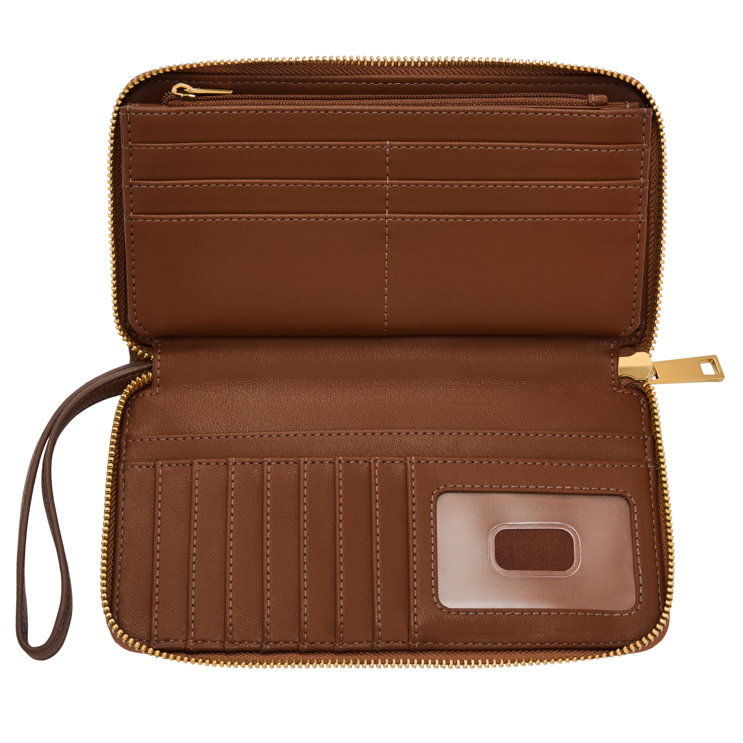 Fossil Women's Liza Genuine Leather Zip-Around Clutch Wallet with Detachable Wristlet Strap - Stylish Crossbody Purse for Everyday Use, Date Night & Travel Accessories